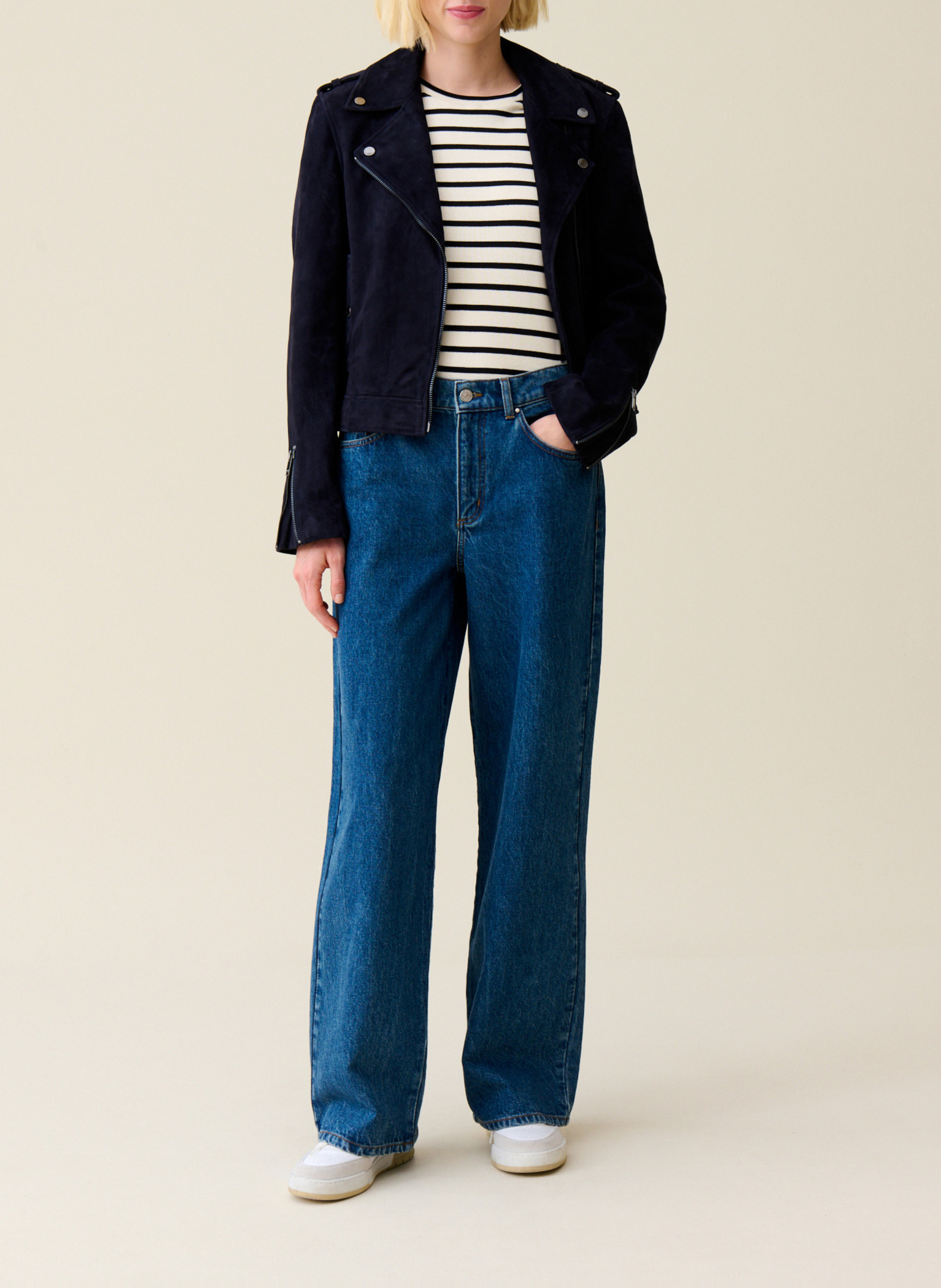 Kurze Velourslederjacke CLAUDIE PIERLOT Blau