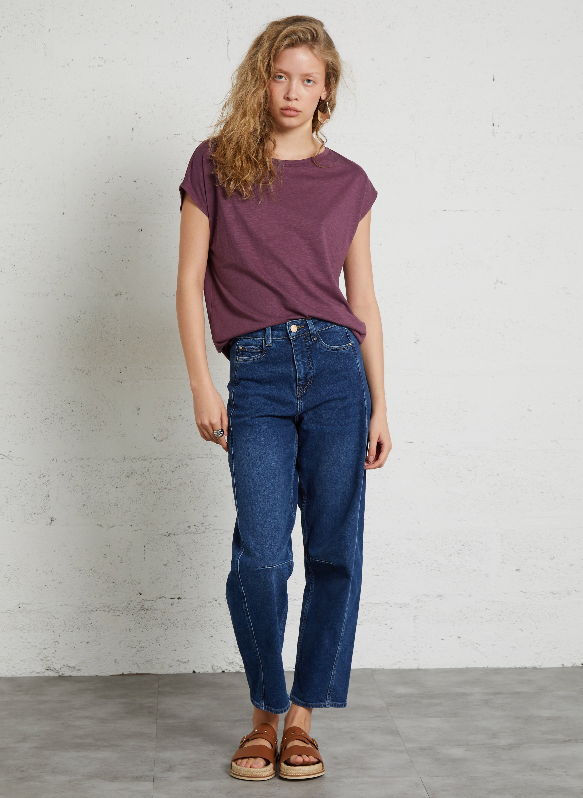 Platte, leren sandalen met bandjes BOSABO Bruin