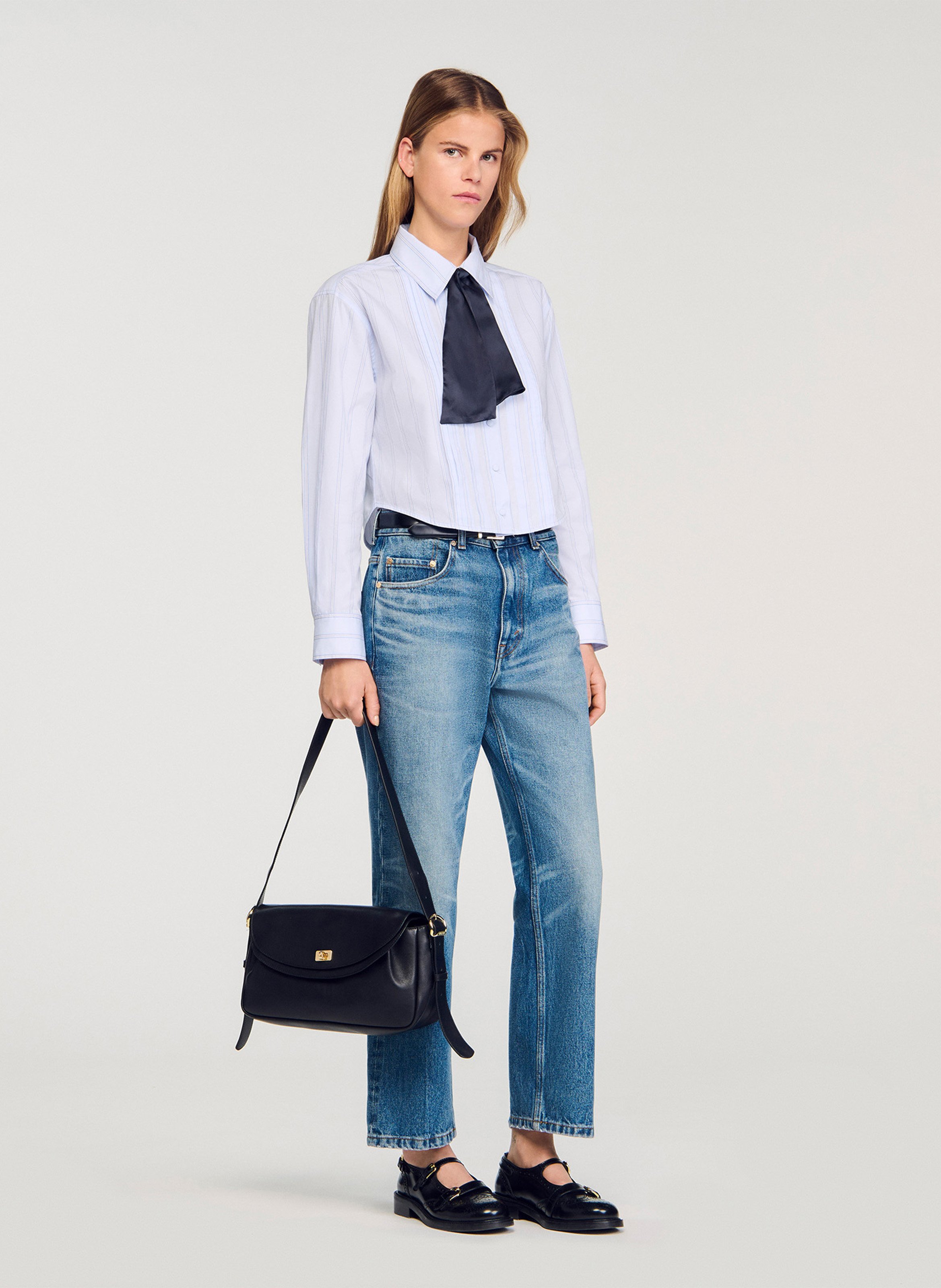 Bowlingtas van nerfleer met rits SANDRO Zwart