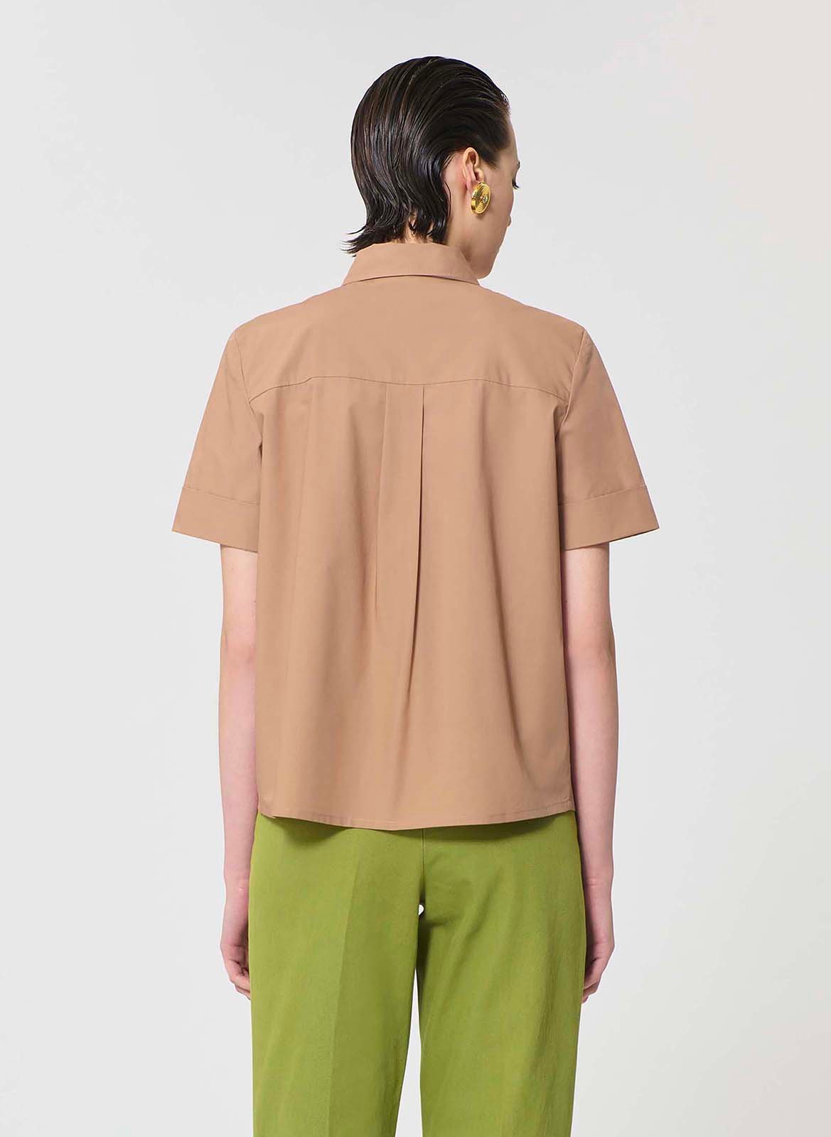 Chemise droite unie à poches plaquées TARA JARMON Marron