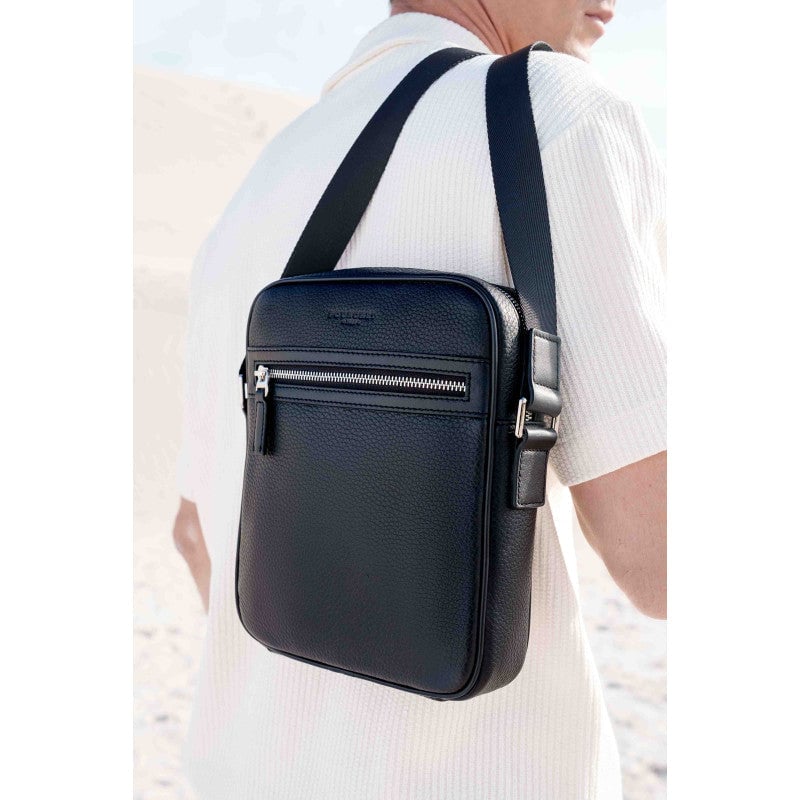 Crossbody bag in cowhide leather POURCHET Black