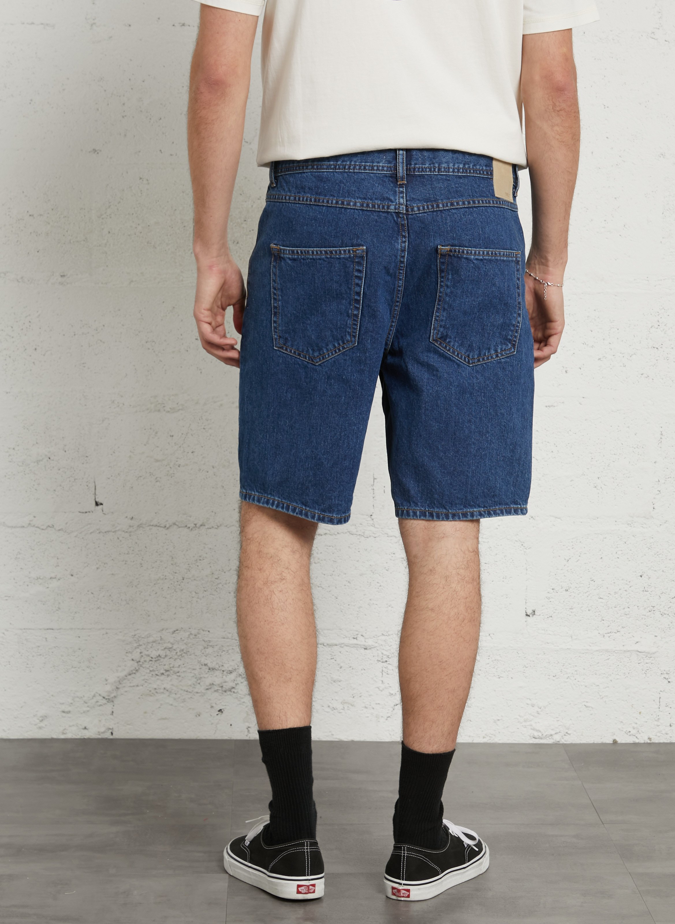Short droit en coton SOLID Bleu