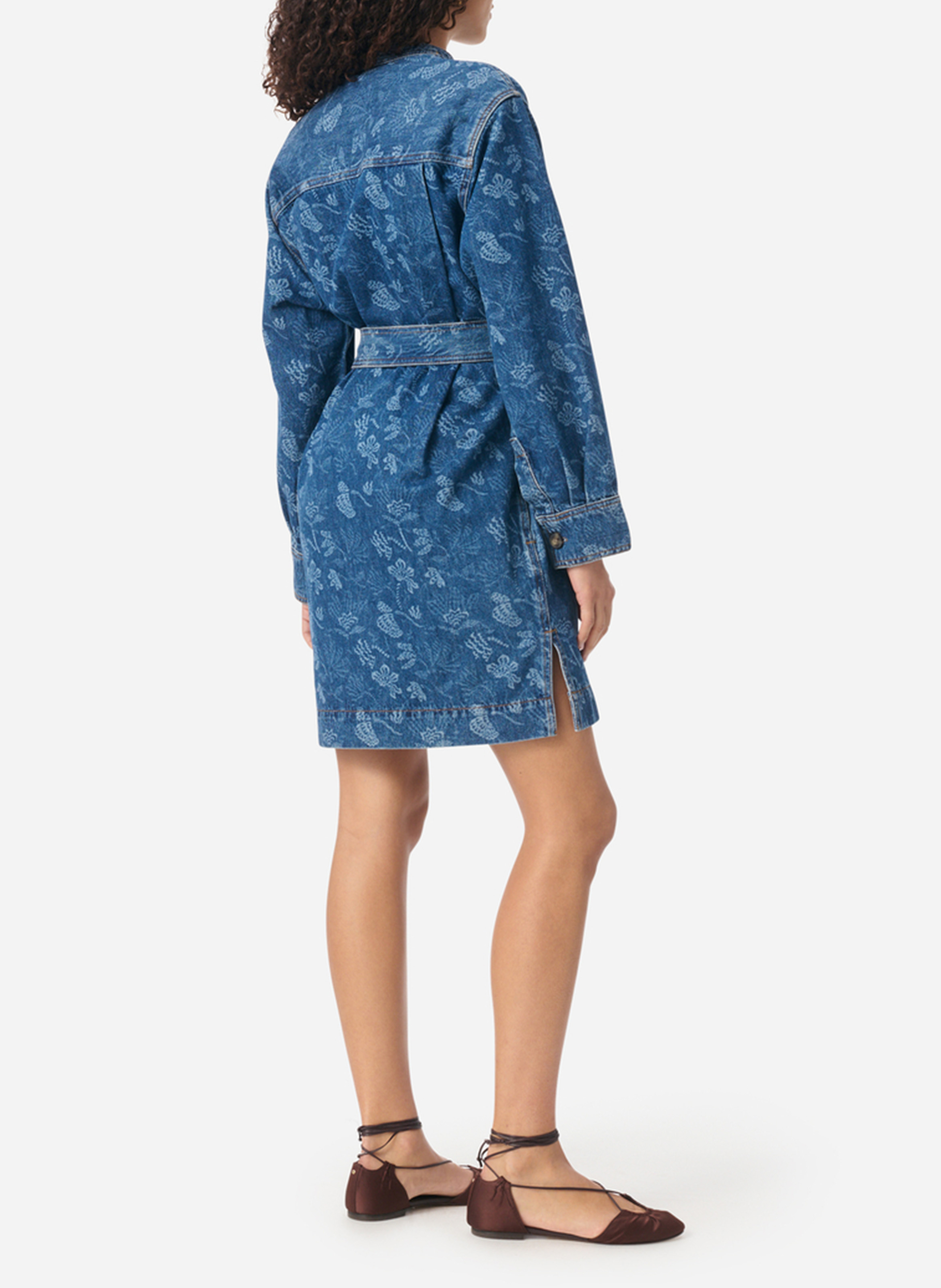 Robe courte col rond imprimé VANESSA BRUNO Multicolore