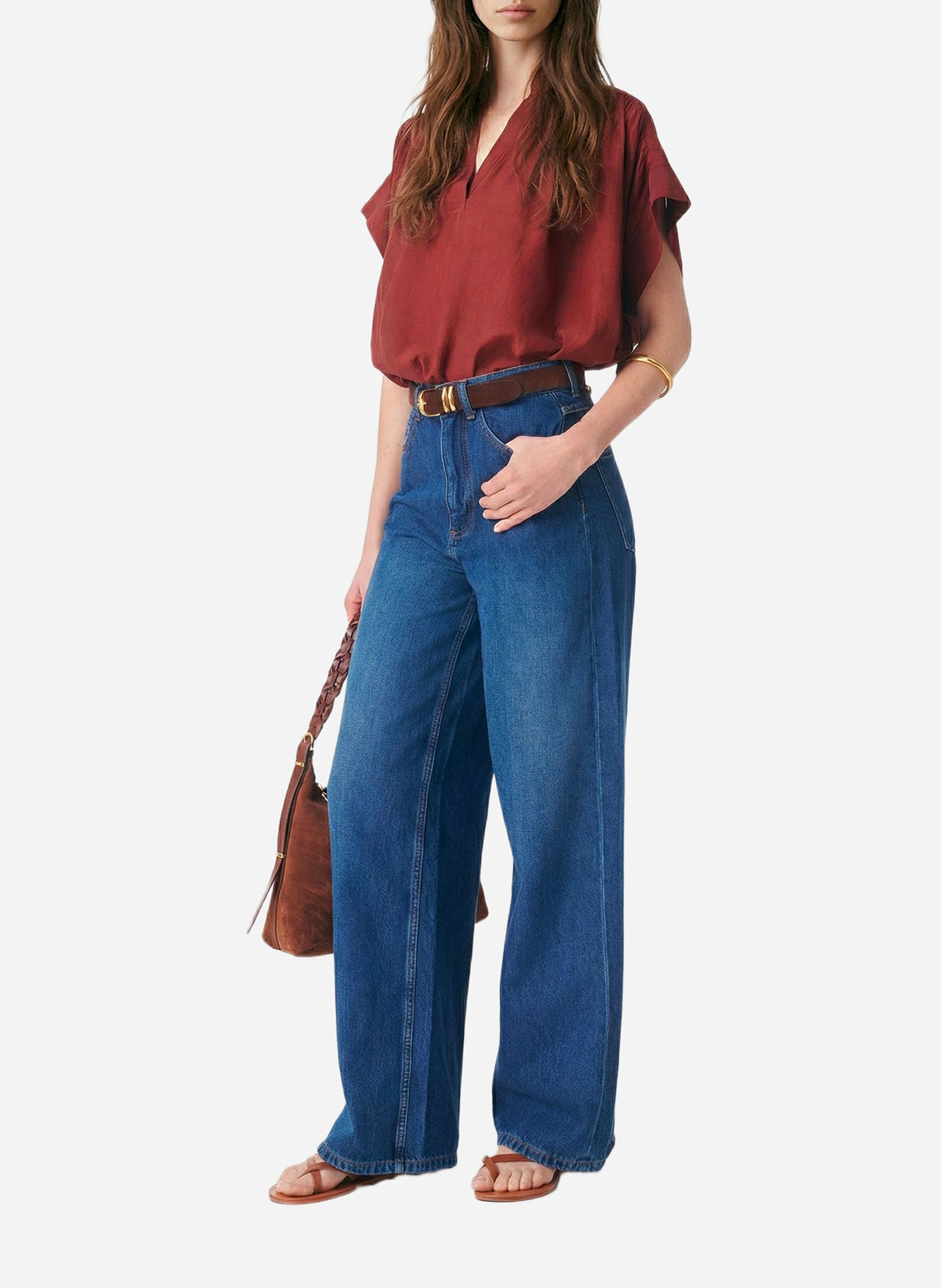 Oversized top van katoenmix VANESSA BRUNO Rood