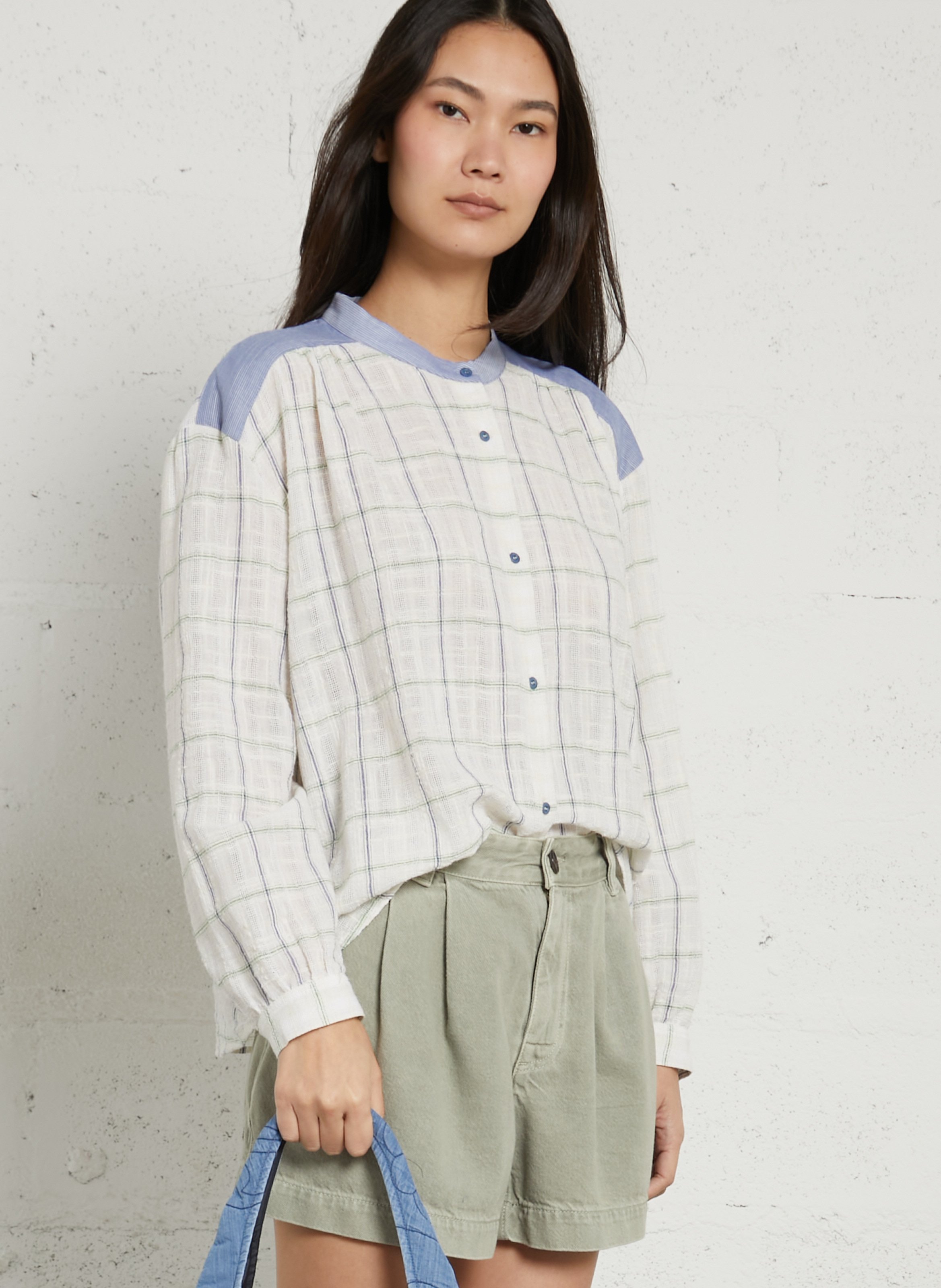 Straight printed organic cotton round-neck blouse SACRECOEUR Multicolored