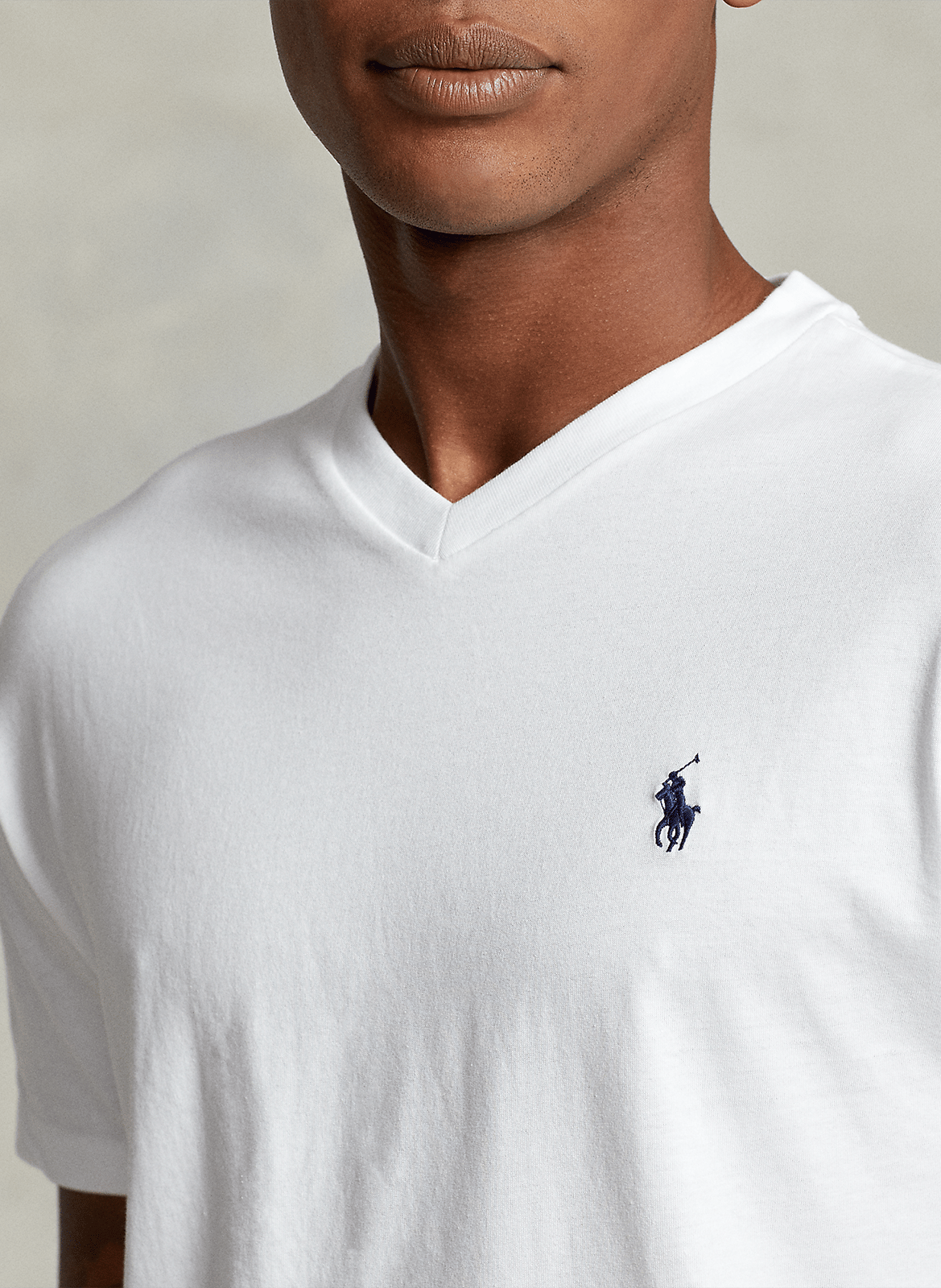 Baumwoll-T-Shirt mit V-Ausschnitt POLO RALPH LAUREN Weiss