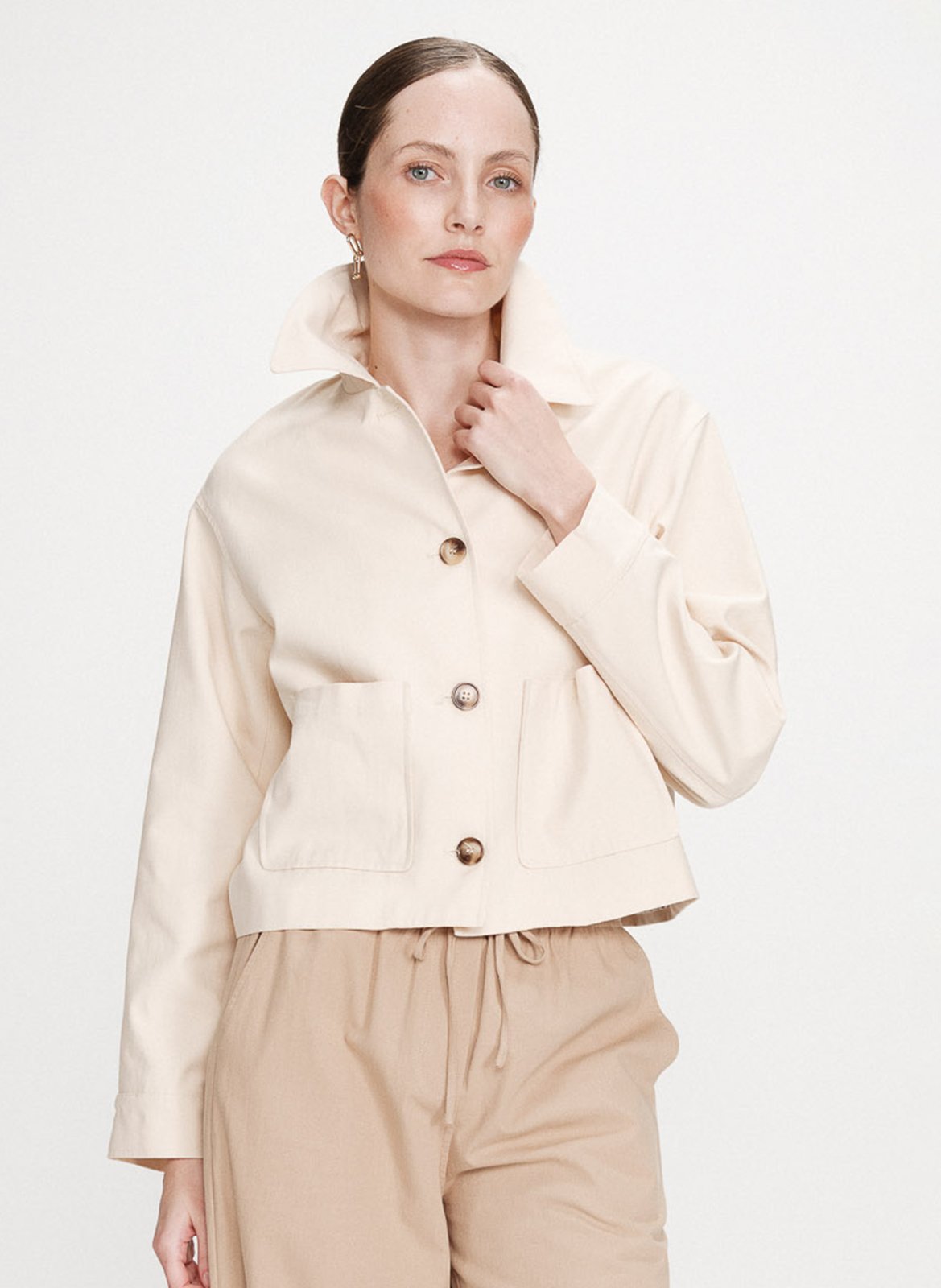 Cotton-blend coat with classic collar GRACE ET MILA