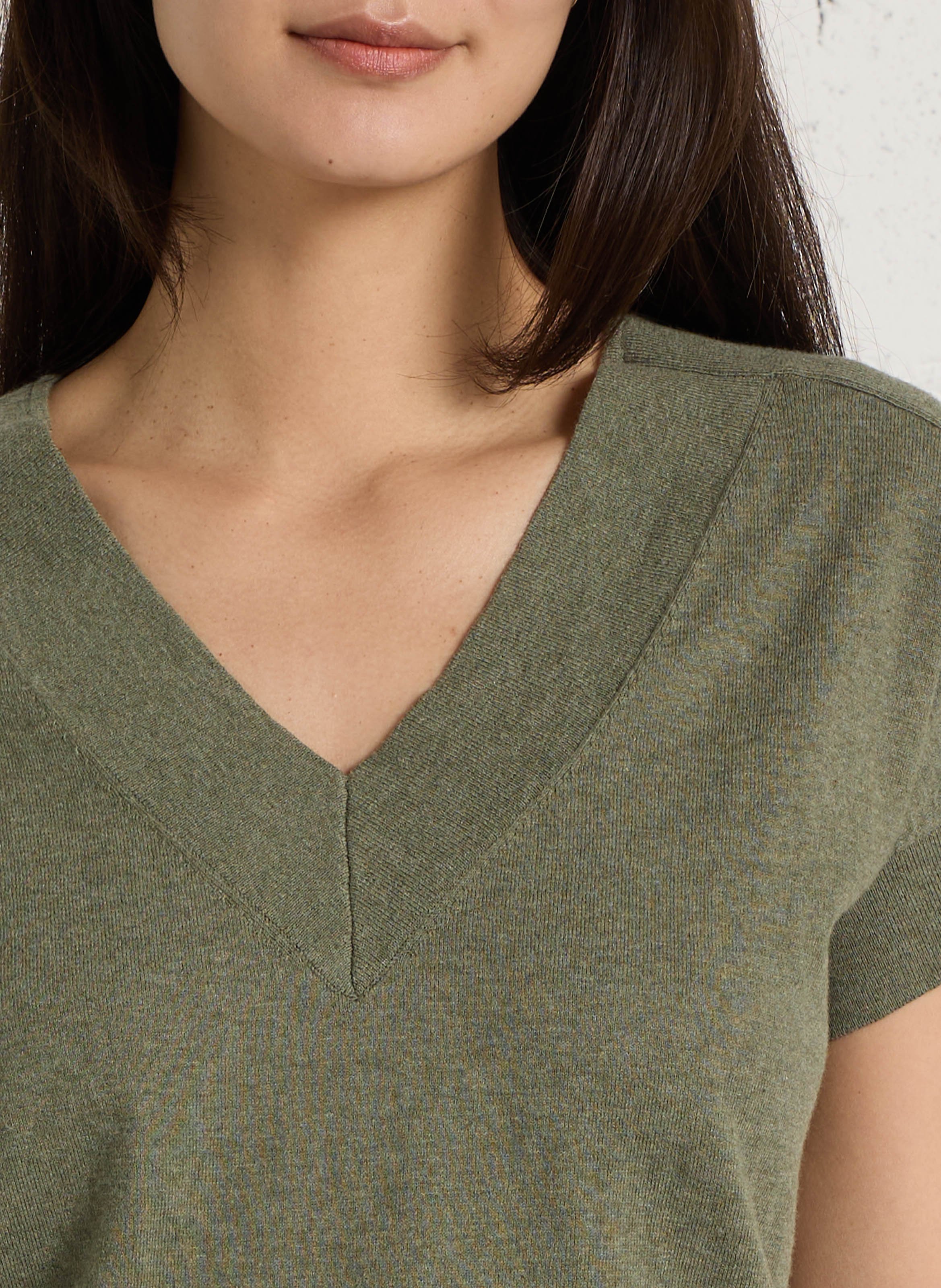 Oversized V-hals top in katoen MAISON 123 Groen