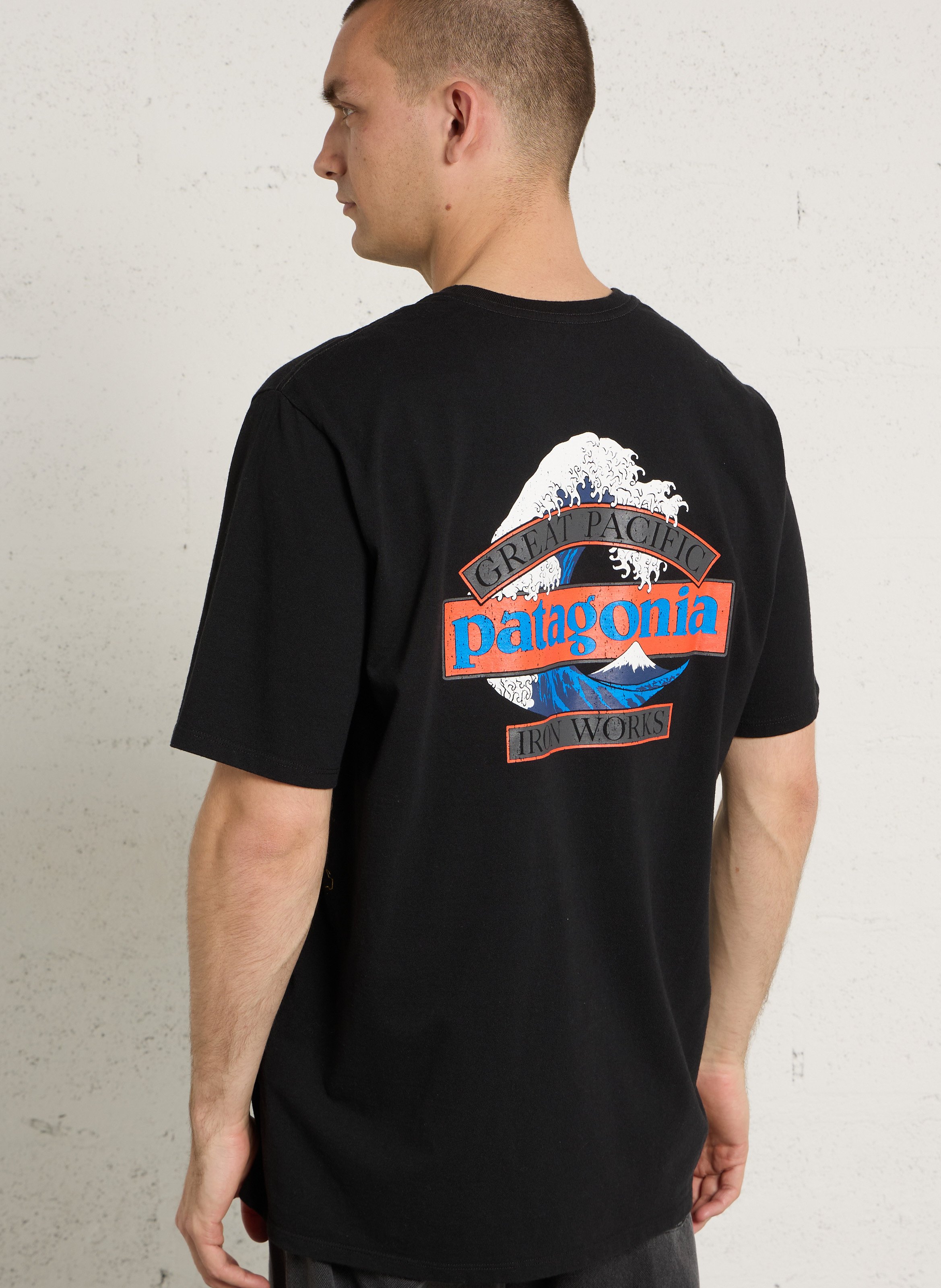 Straight recycled cotton-blend round-neck T-shirt PATAGONIA Black