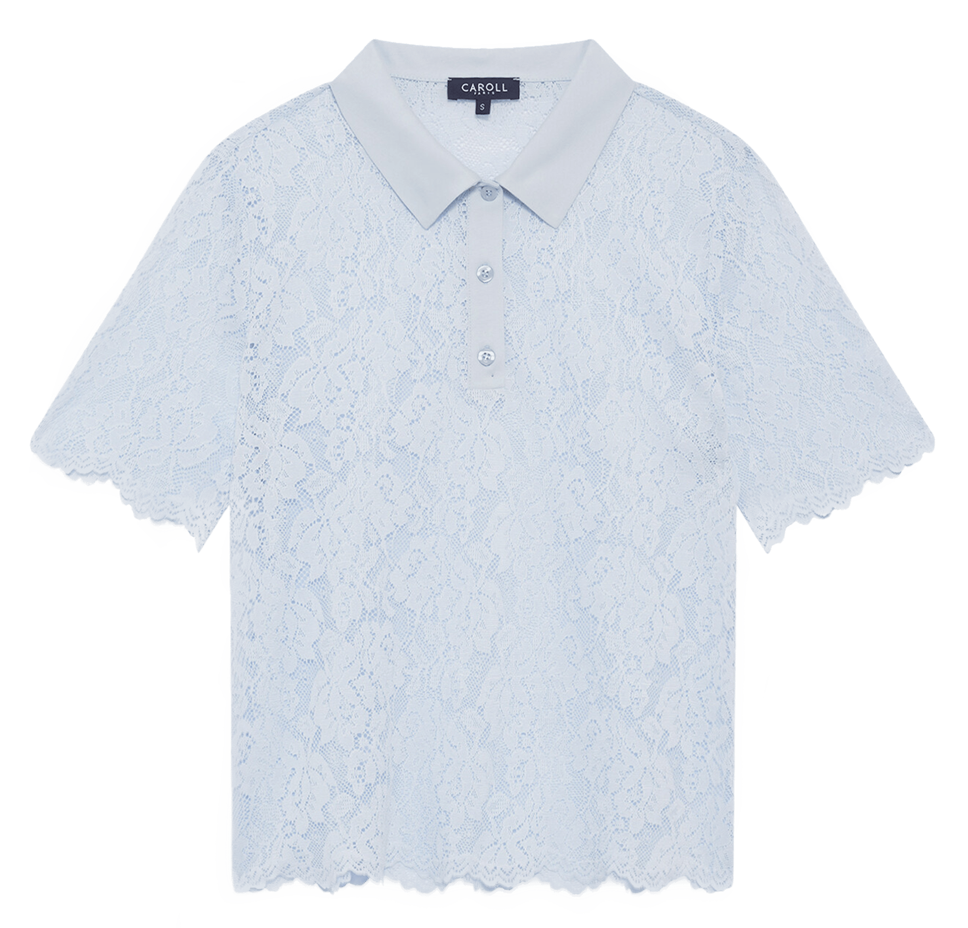 Polo droit en dentelle CAROLL Bleu