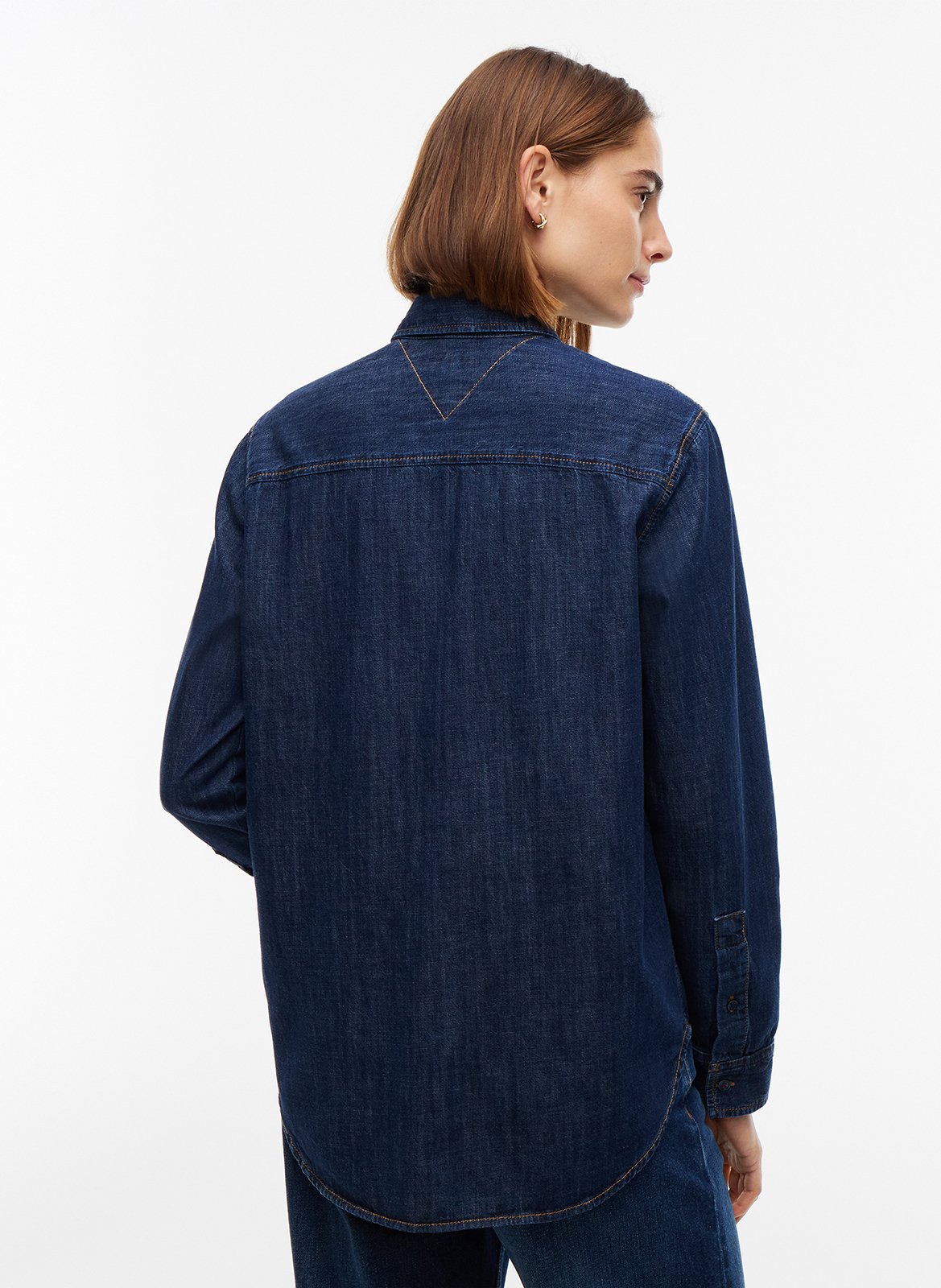 Straight-cut cotton denim shirt TOMMY HILFIGER Blue