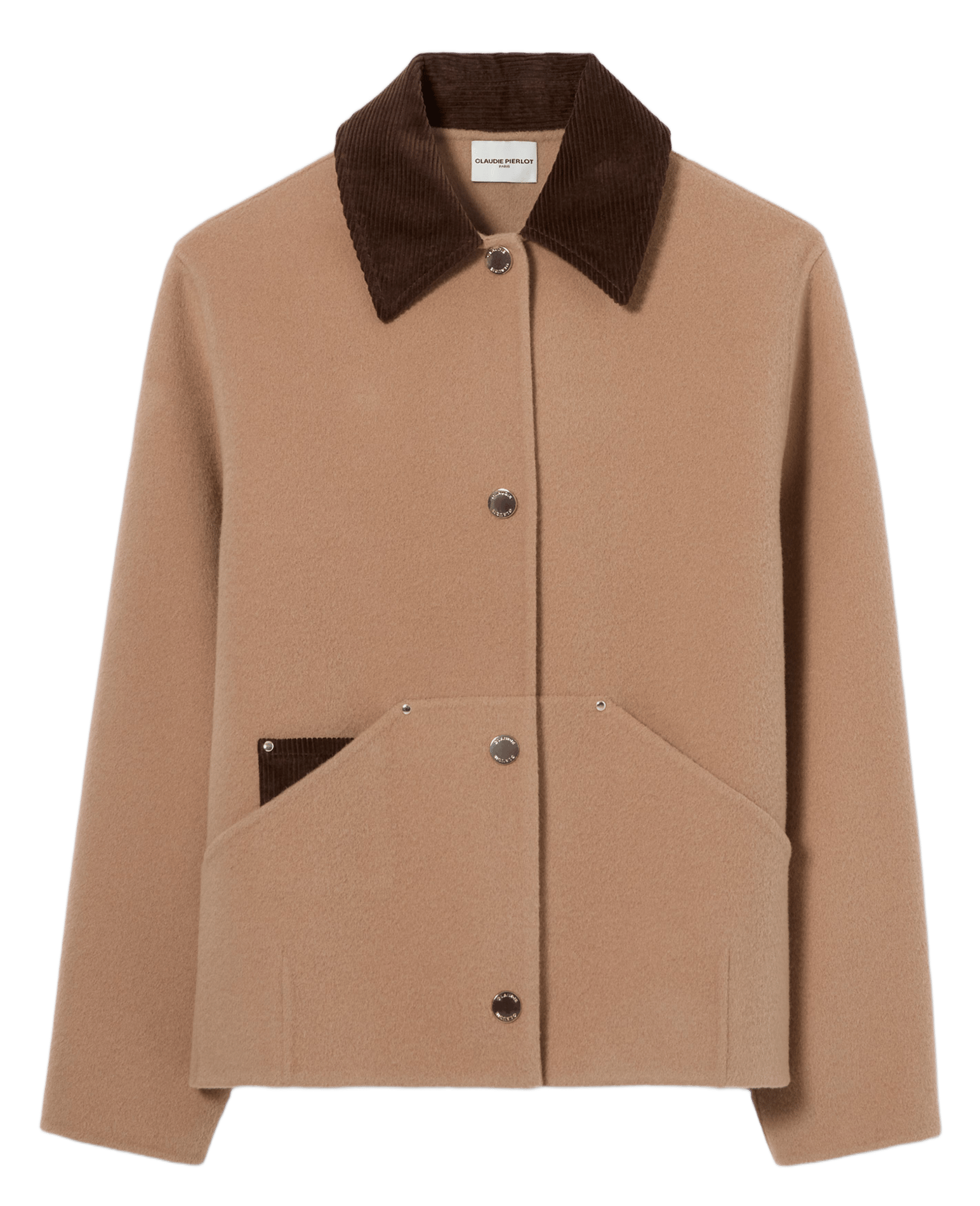 Rechte jas met klassieke kraag van gemengde wol CLAUDIE PIERLOT Beige