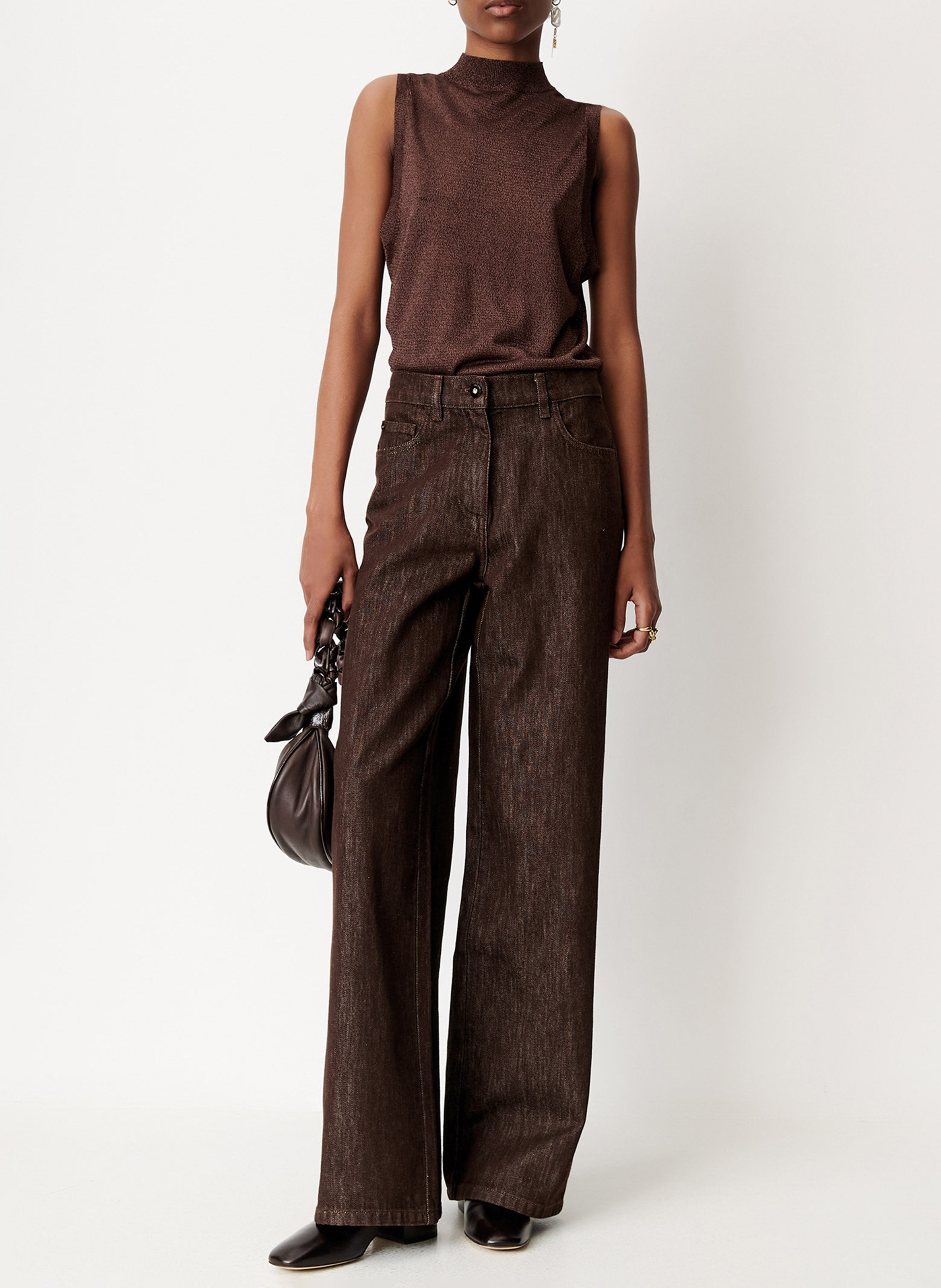 Straight-cut high-neck sweater SESSUN Brown