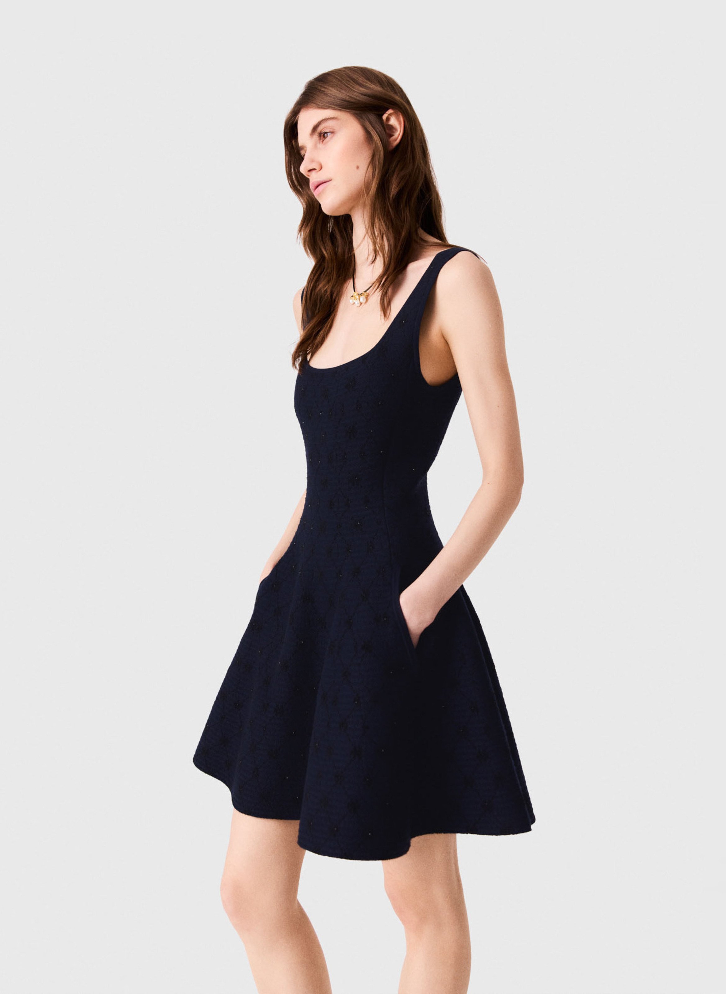 Robe courte col rond évasée MAJE Bleu