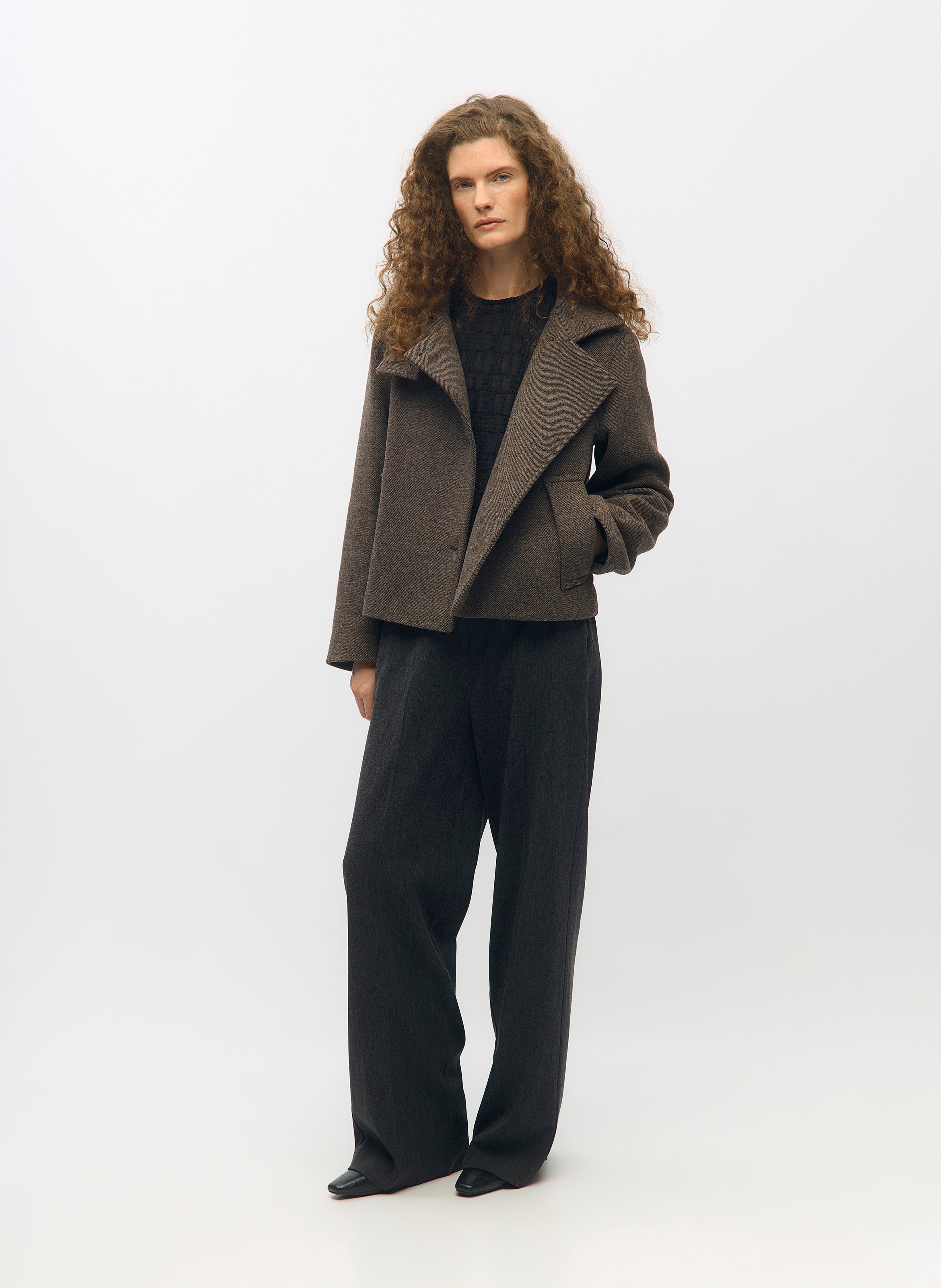 Manteau droit col montant OBJECT Marron