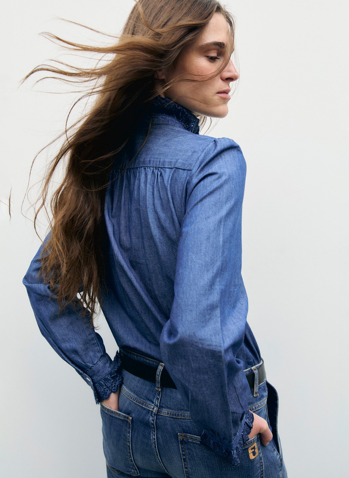 Gerade Jeanshemd mit Spitze GERARD DAREL Blau