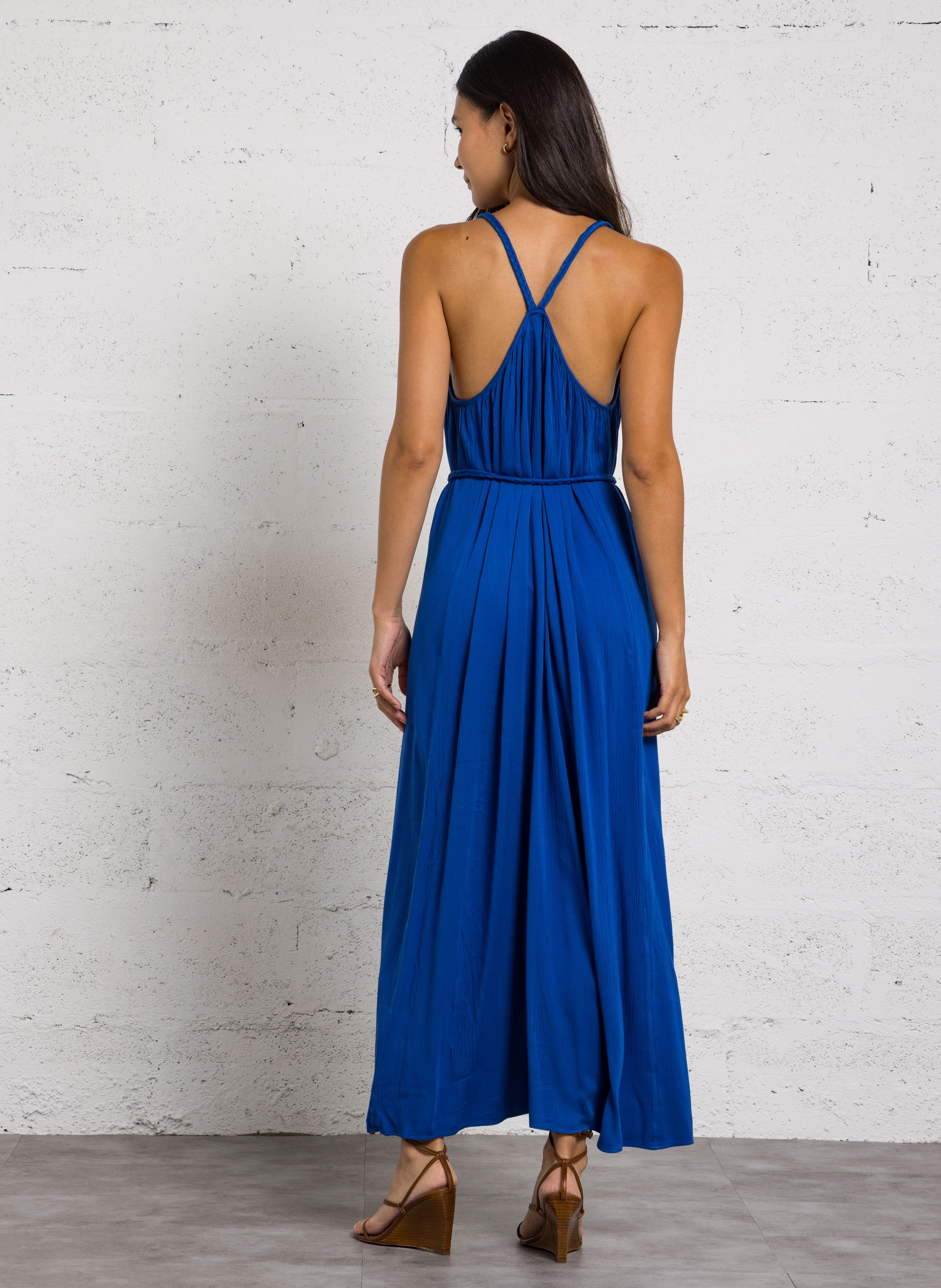 Robe longue fluide ceinturée MAISON 123 Bleu