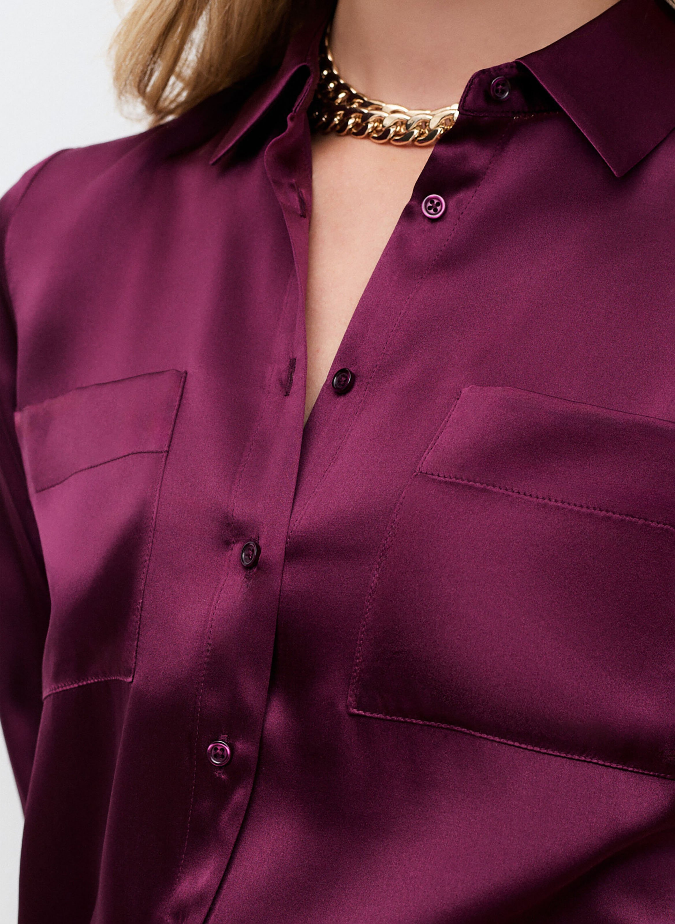 Chemise en soie col classique | Prune CAROLL Femme