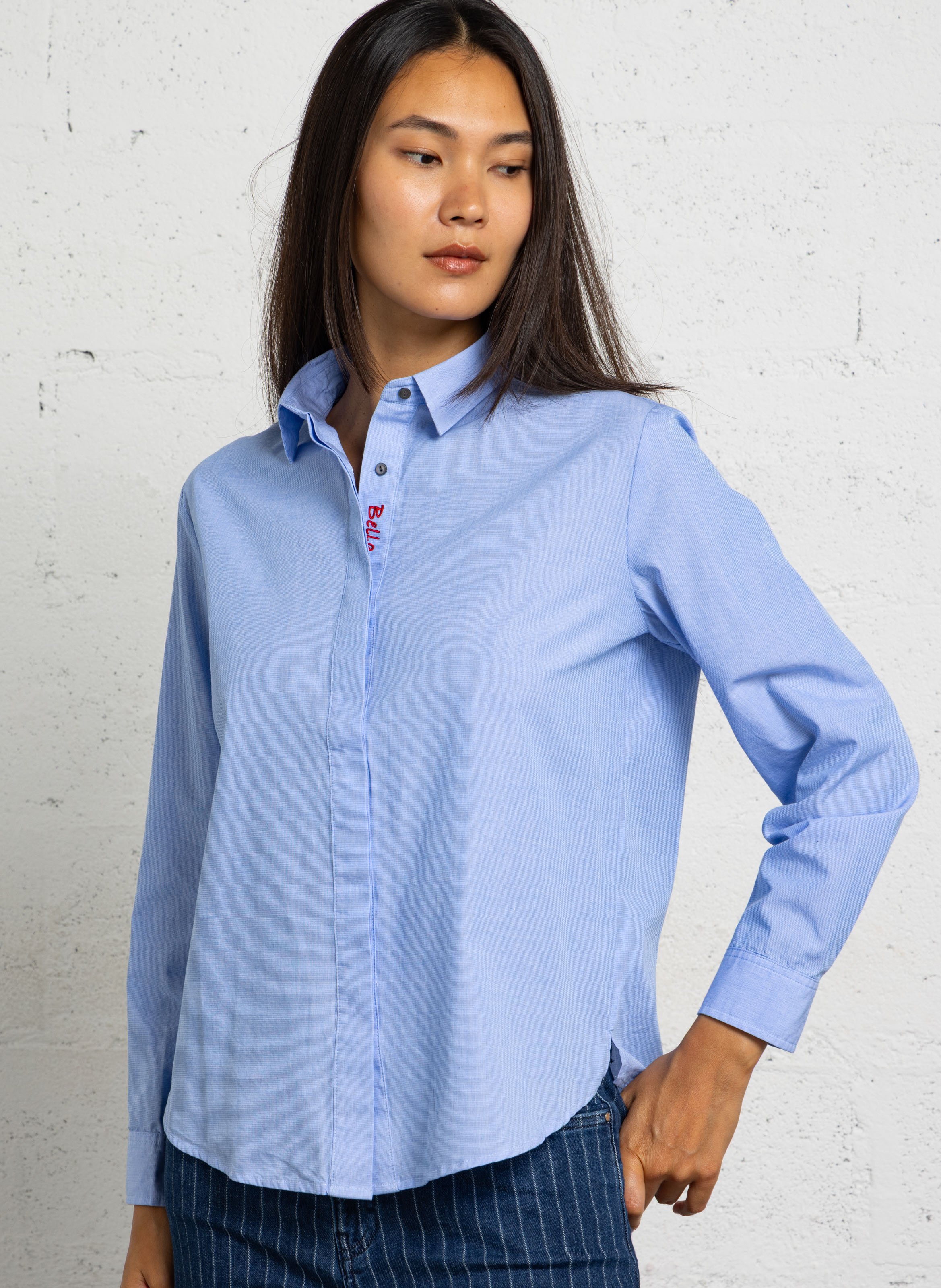 Chemise col classique en coton BELLA JONES Bleu