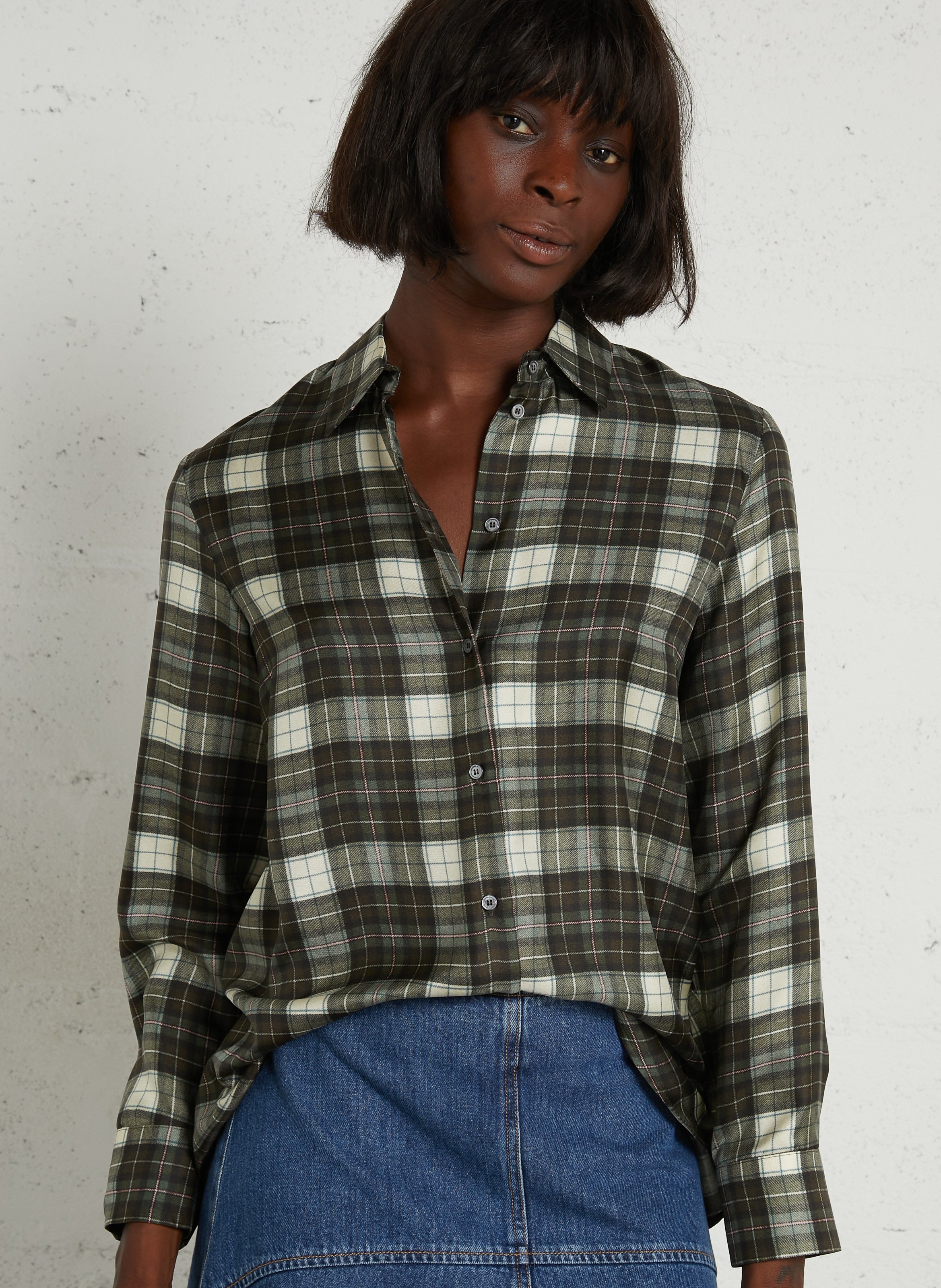 Chemise col classique en soie MAX MARA WEEK END Kaki