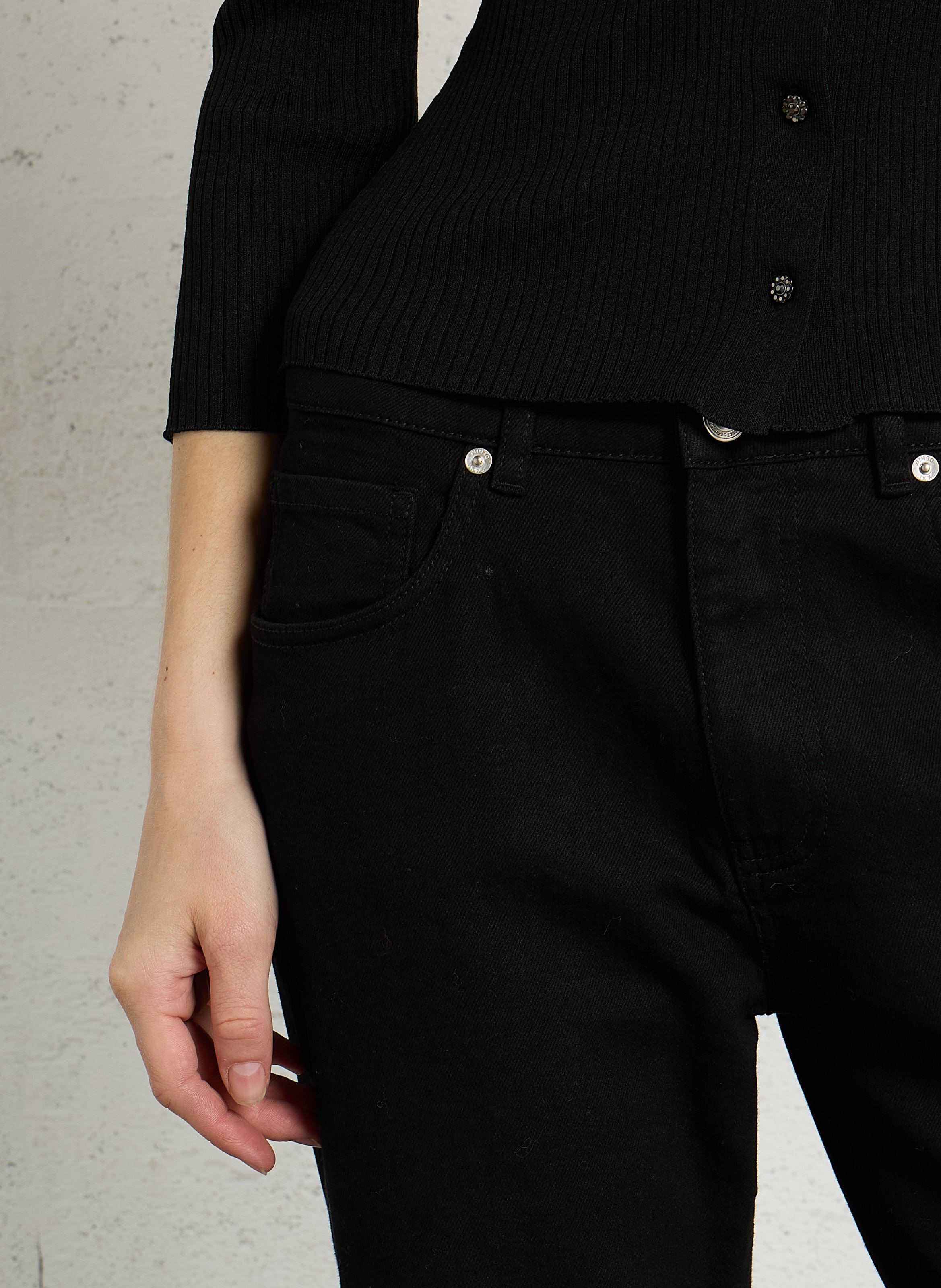 Cotton-blend straight-leg jeans IKKS Black