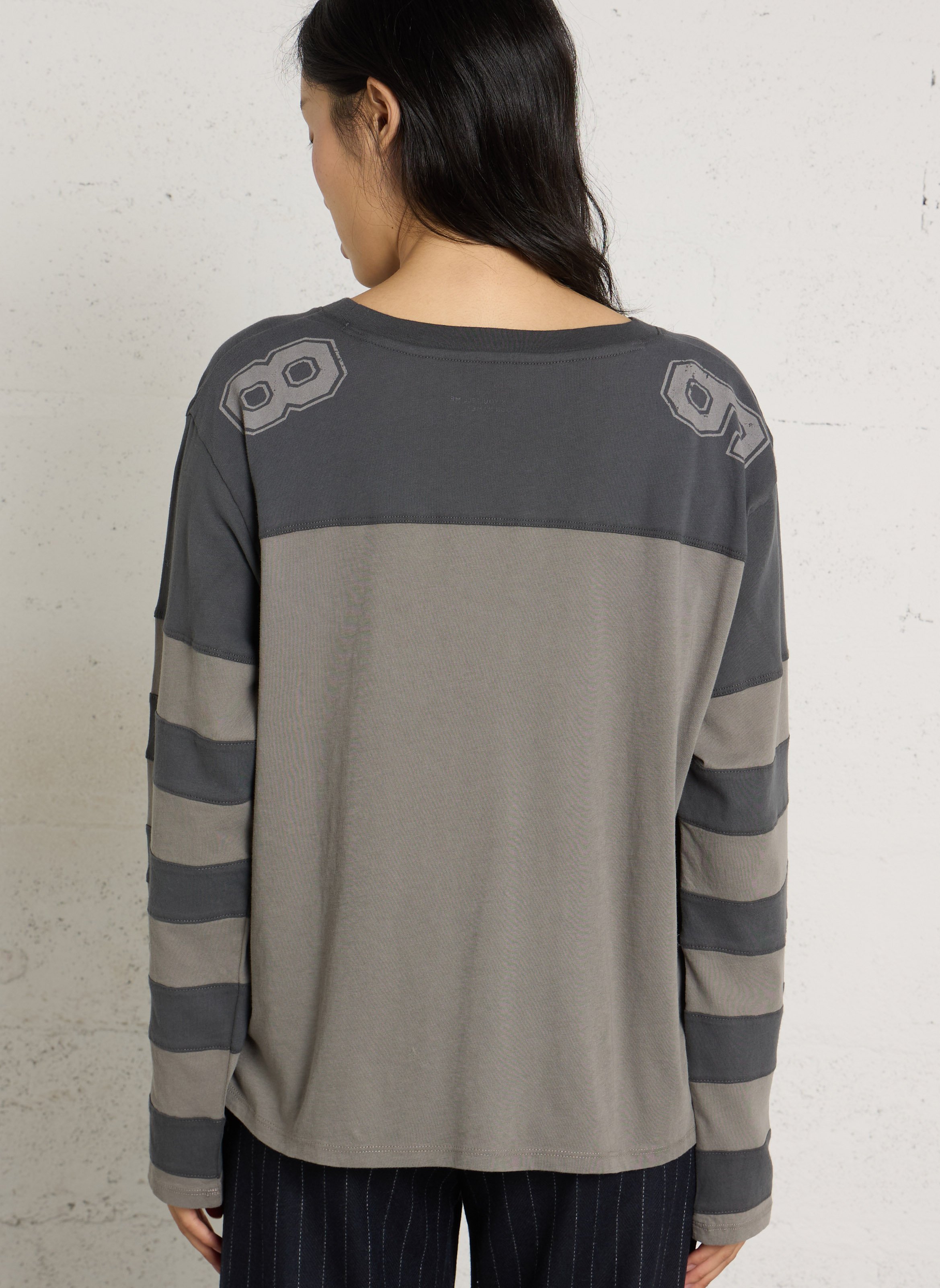 Straight fit round neck t-shirt printed in organic cotton LEON & HARPER Grey