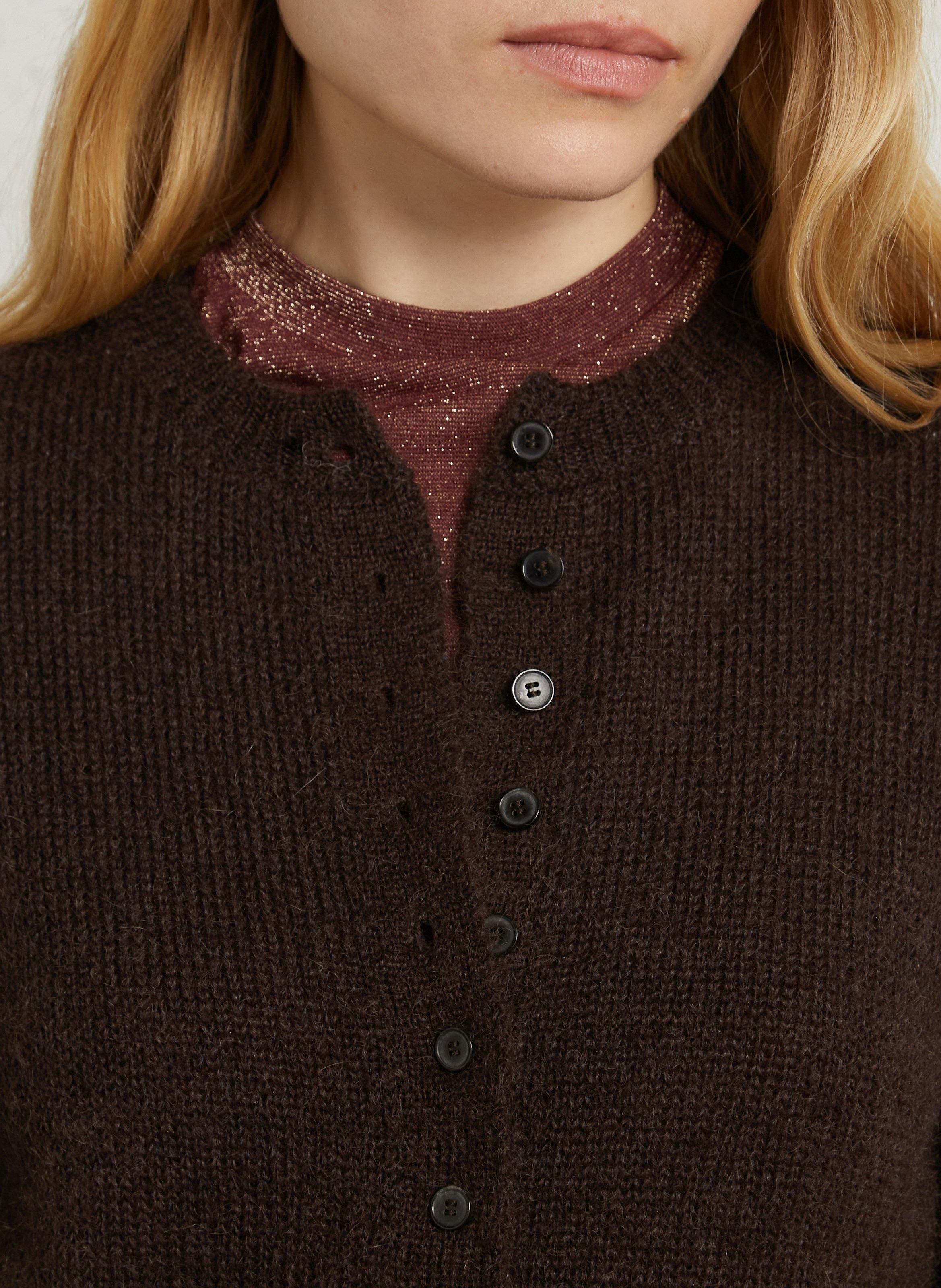 Blend of mohair and merino wool vest MASSCOB Brown