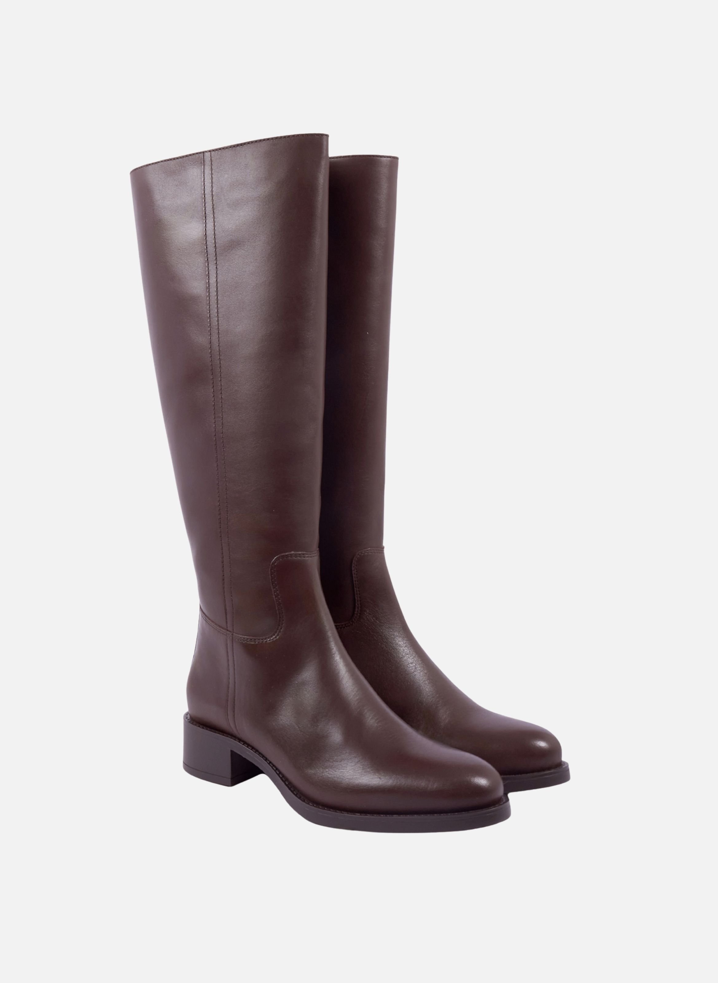 BOTTES PLATES LÉONIE in leather | Brown JULES & JENN Women