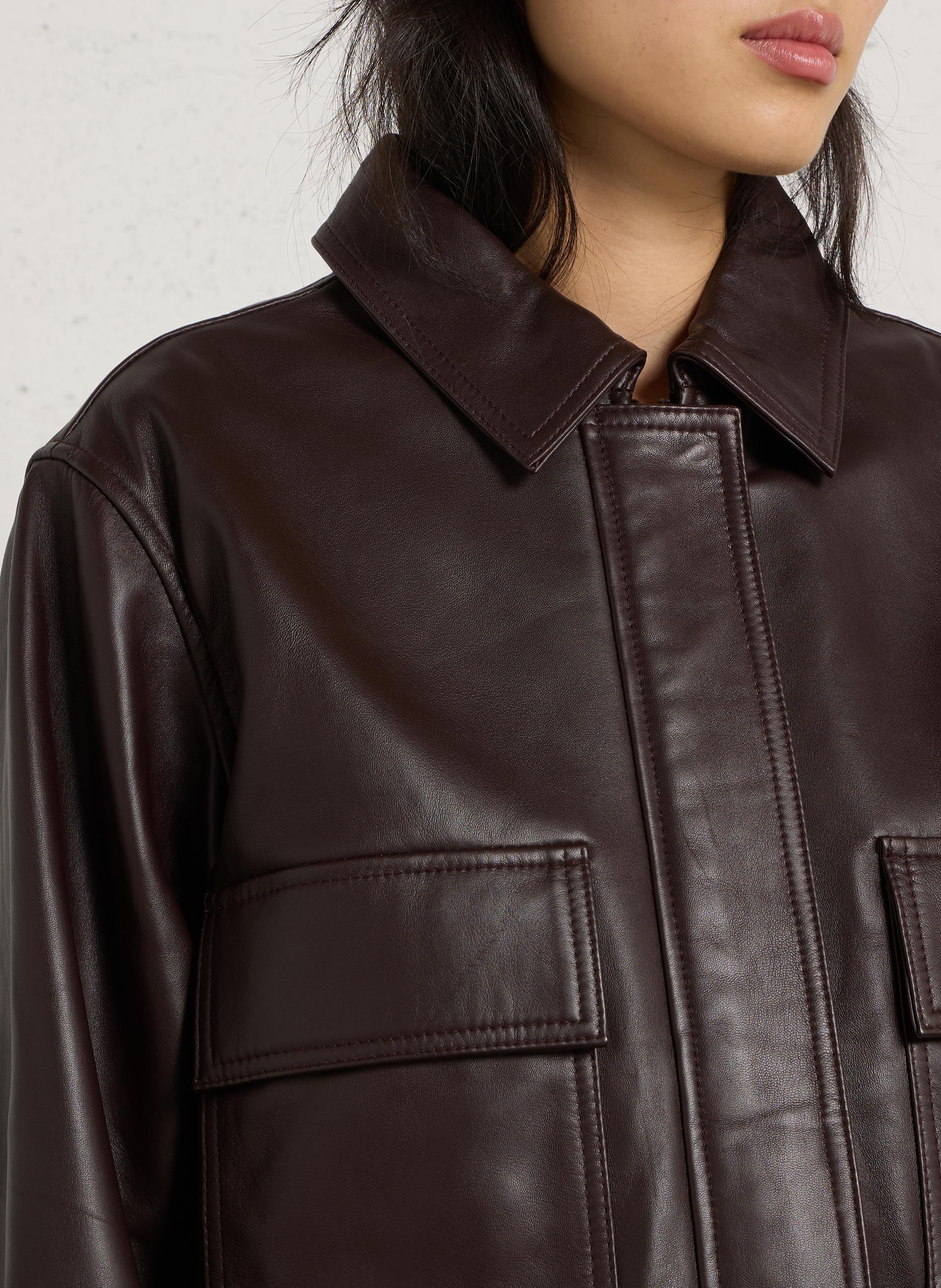 Veste droite unie en cuir MAISON 123 Rouge