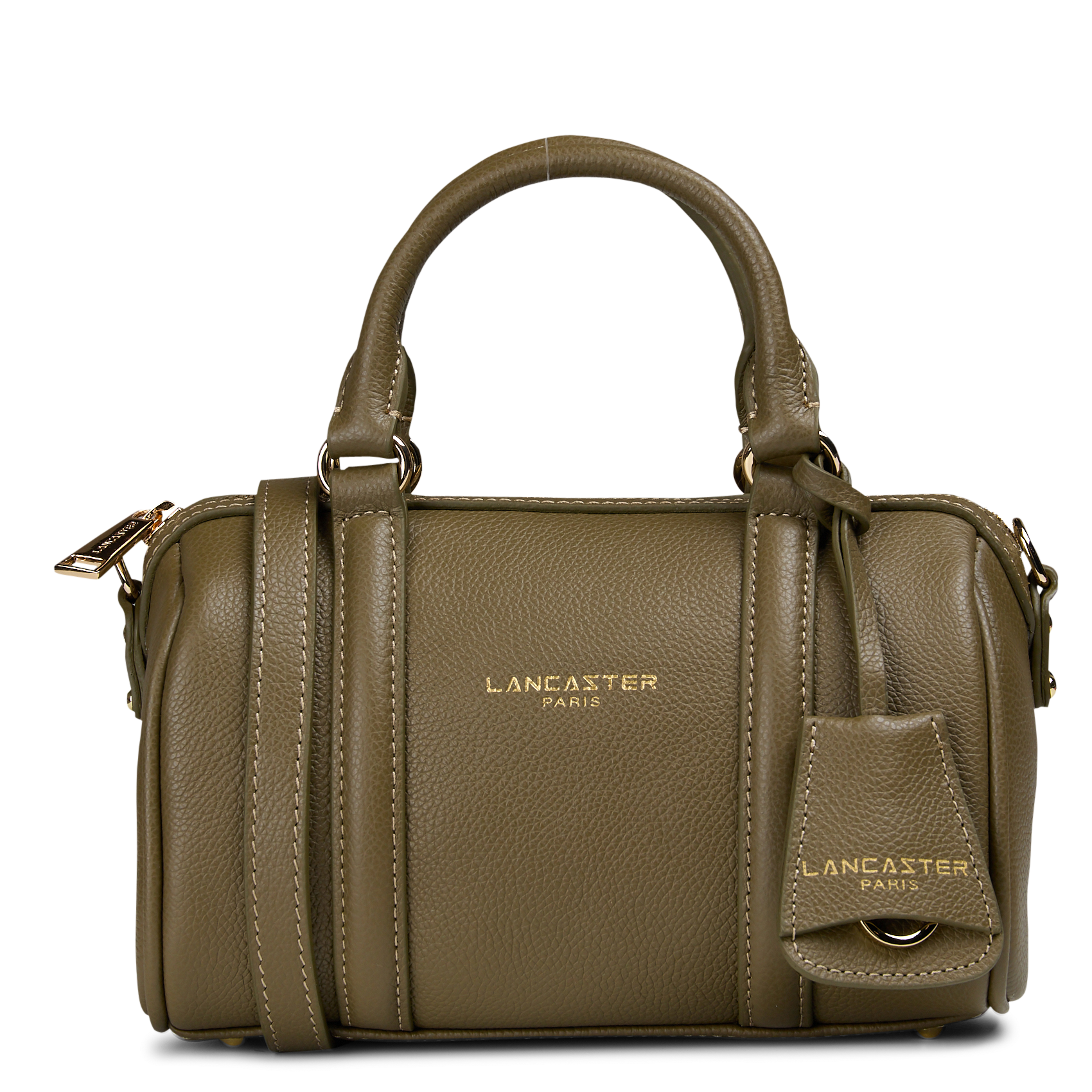 Kleine Bowlingtasche aus genarbtem Leder LANCASTER PARIS Khaki