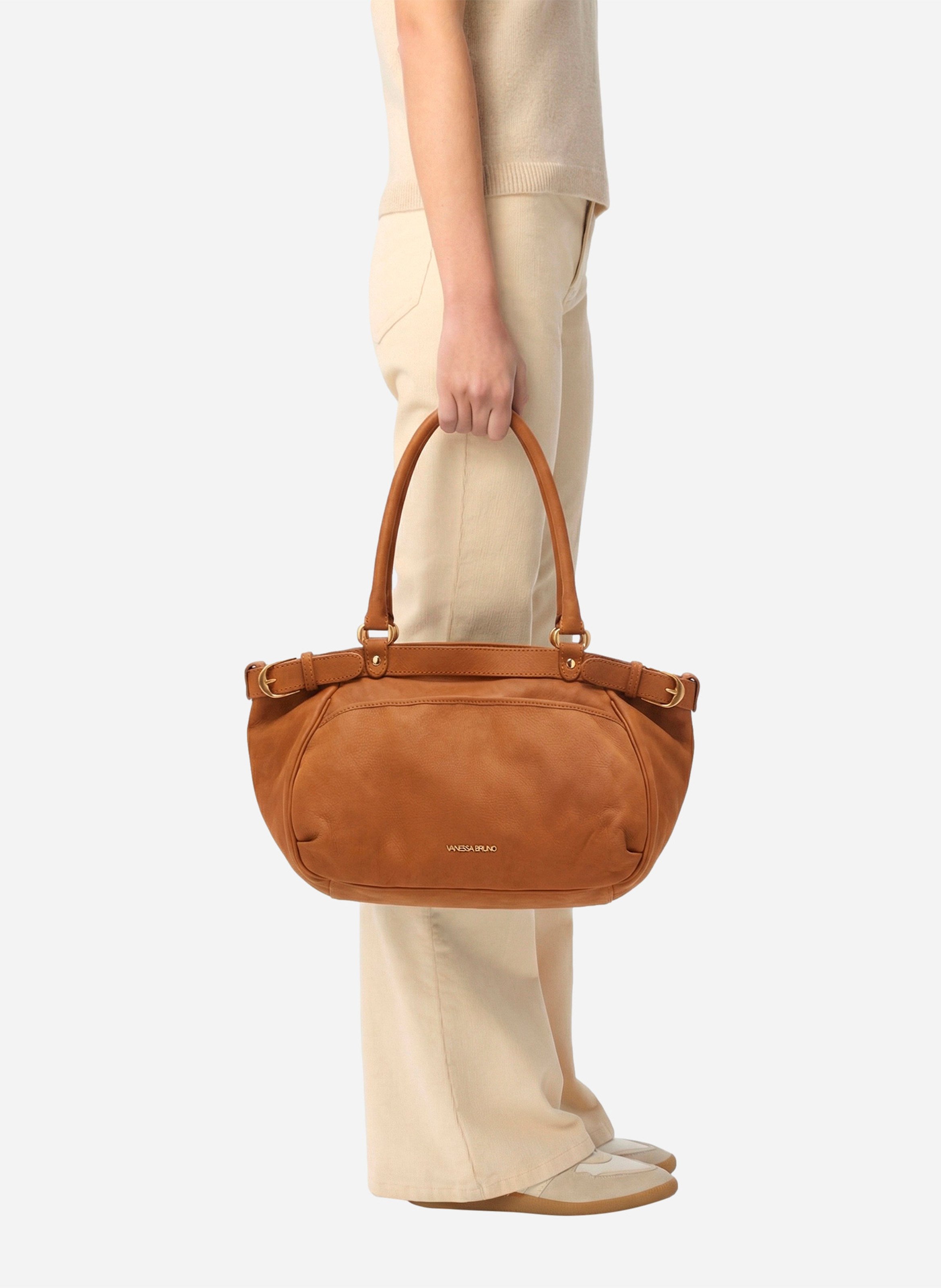 Leather handbag VANESSA BRUNO Brown