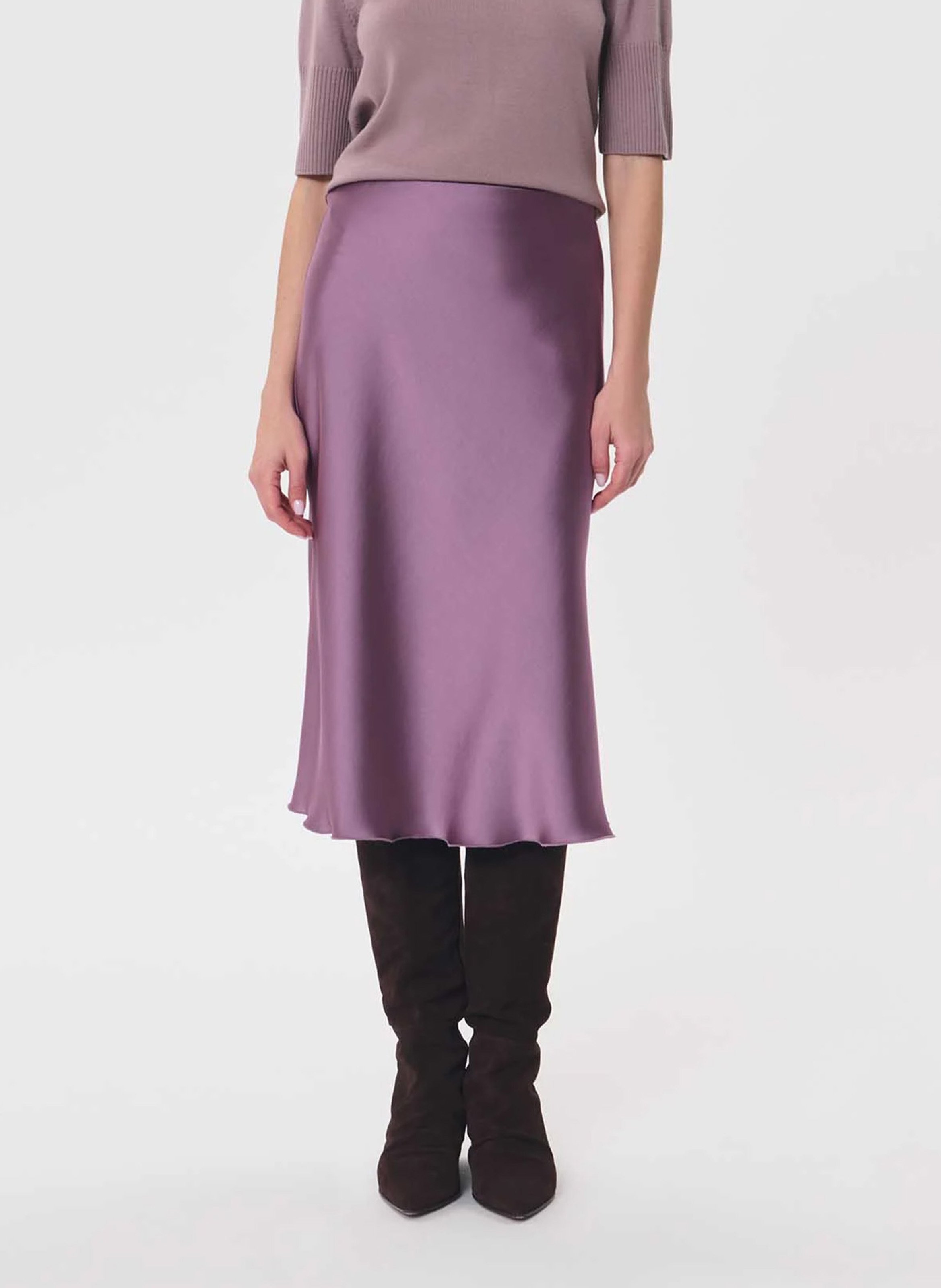Fluid flared satin midi skirt TARA JARMON