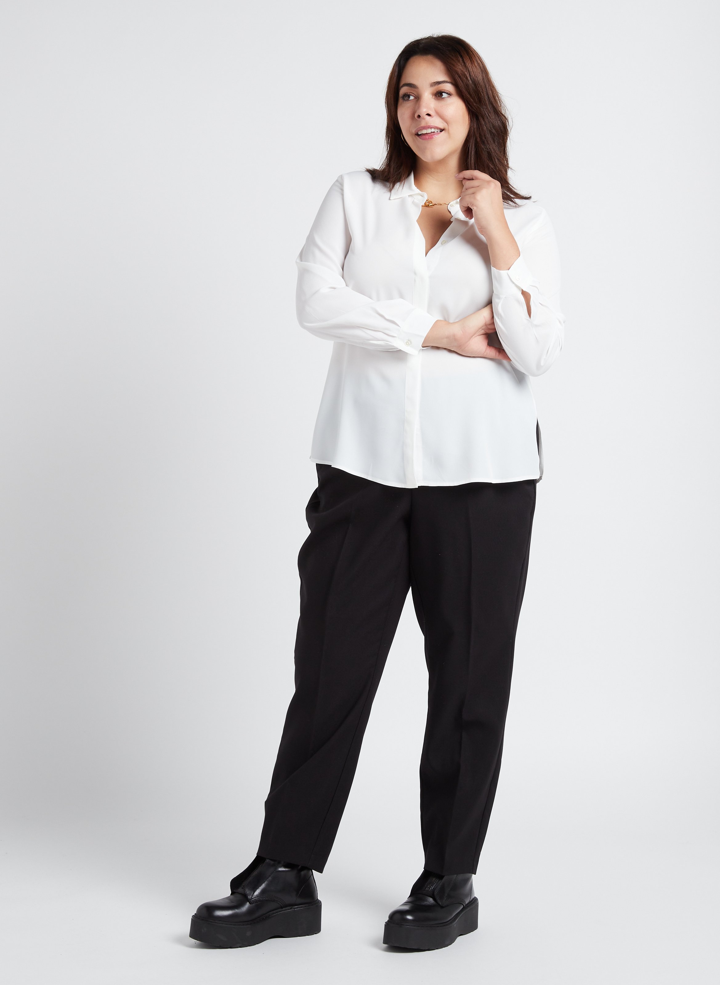 Bluse mit klassischem Kragen PERSONA by Marina Rinaldi Weiss