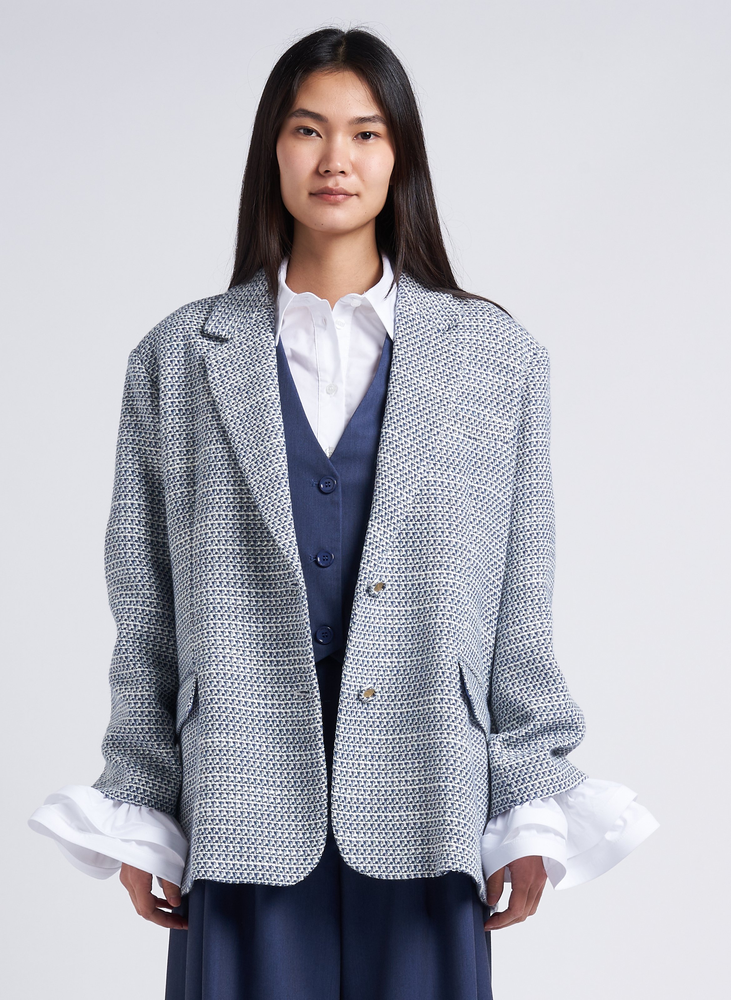 Veste col tailleur jacquard en coton mélangé IMPERIAL Multicolore