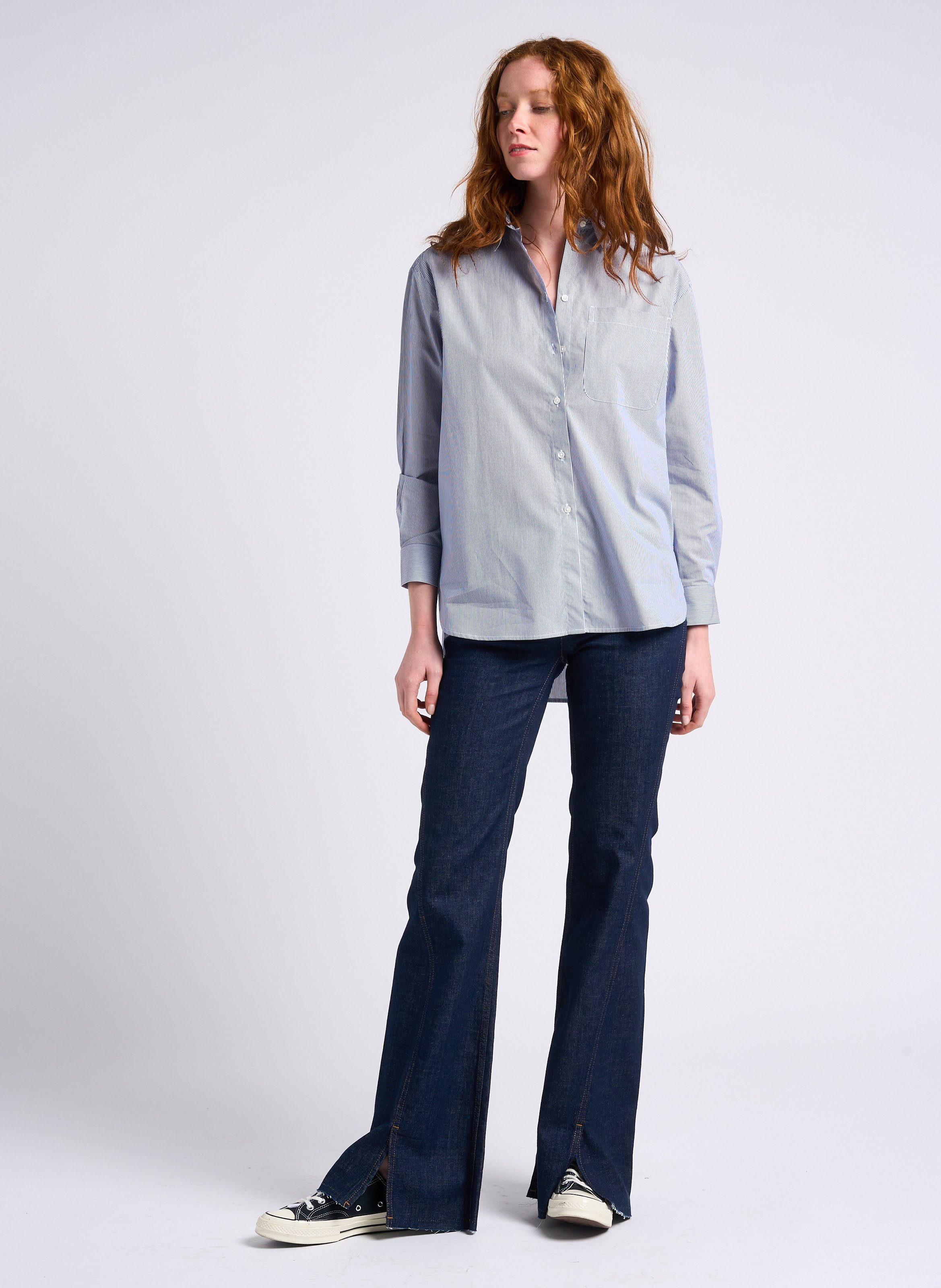 Striped cotton shirt with classic collar MAX&Co. Blue