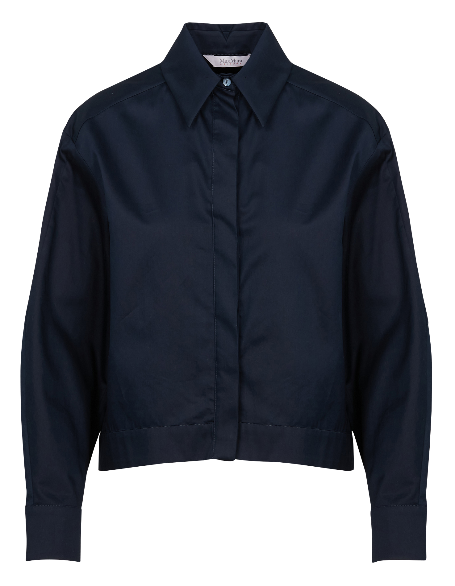 Cropped satin-effect cotton shirt MAX MARA LEISURE Blue