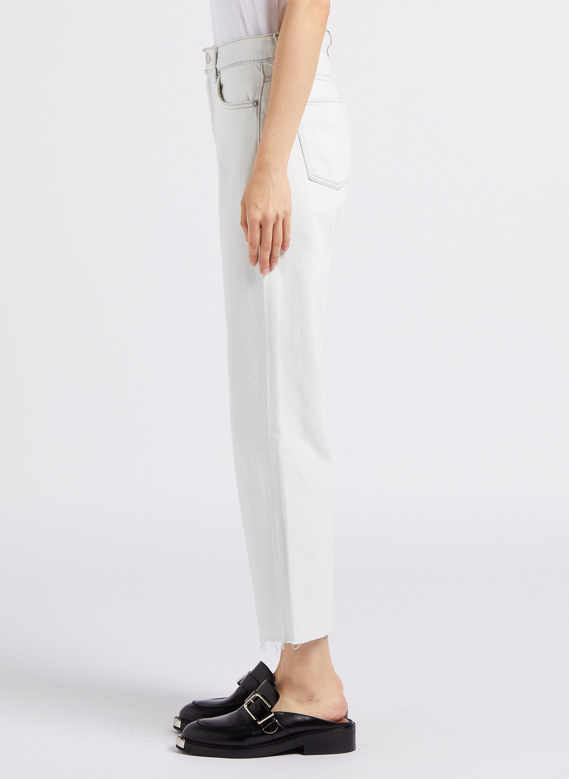 Rechte, katoenen jeans met hoge taille 7 FOR ALL MANKIND Blauw