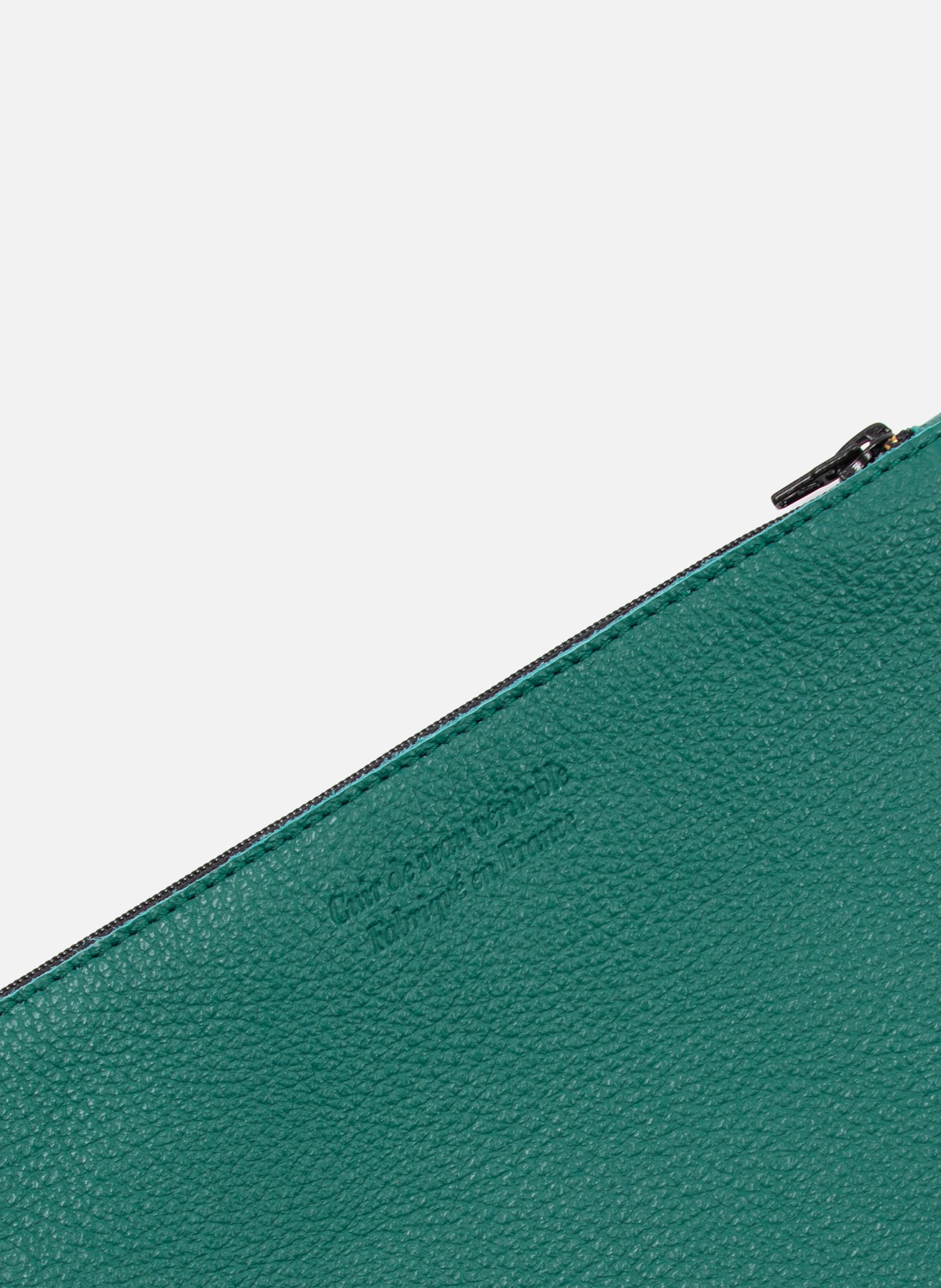 Pochette cuir grainé JULES & JENN Vert