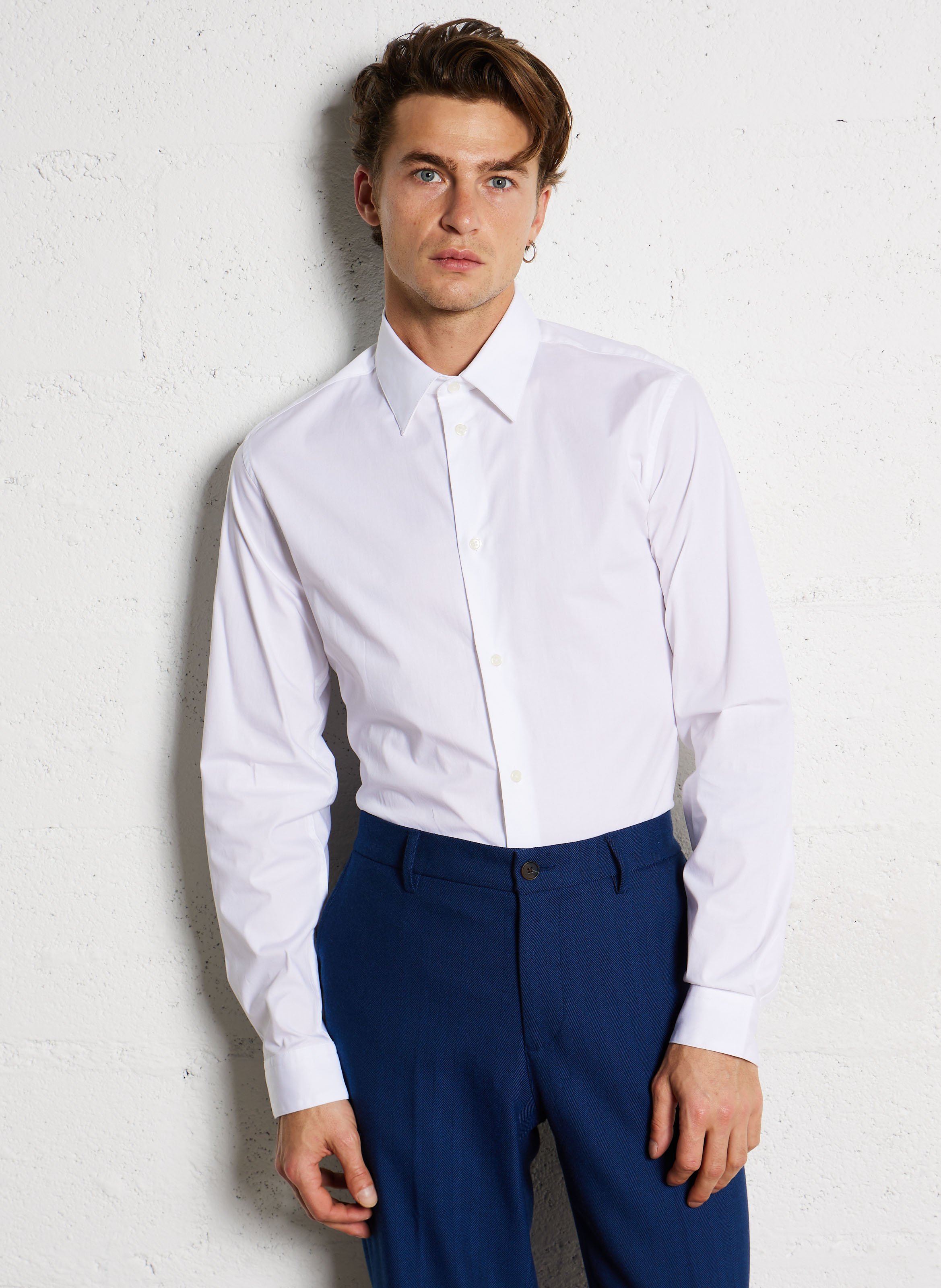 Regular cotton blend shirt AU PRINTEMPS PARIS White