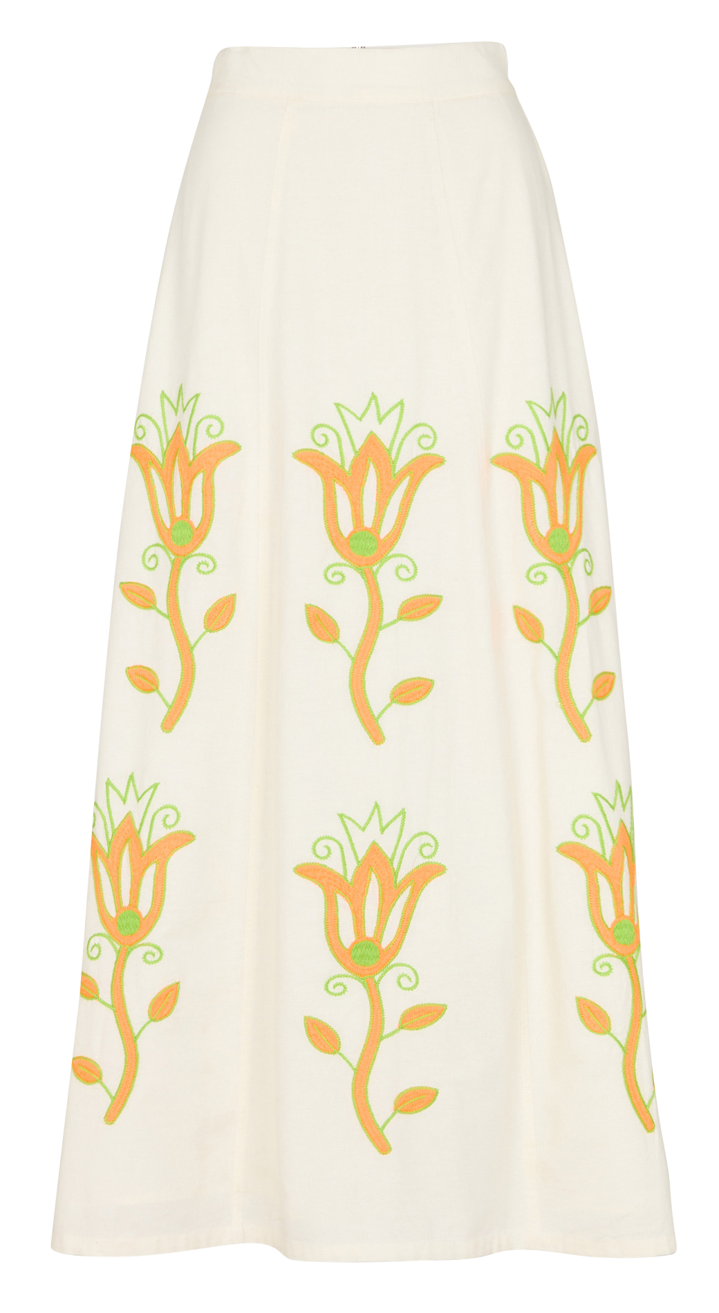 Jupe longue brodé en coton ROSEANNA Beige