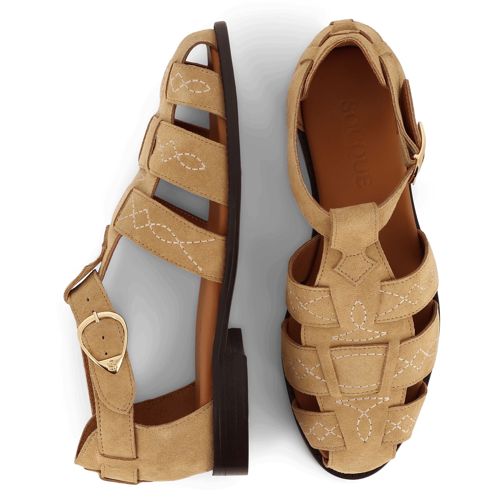 Velvet leather jellyfish Beige