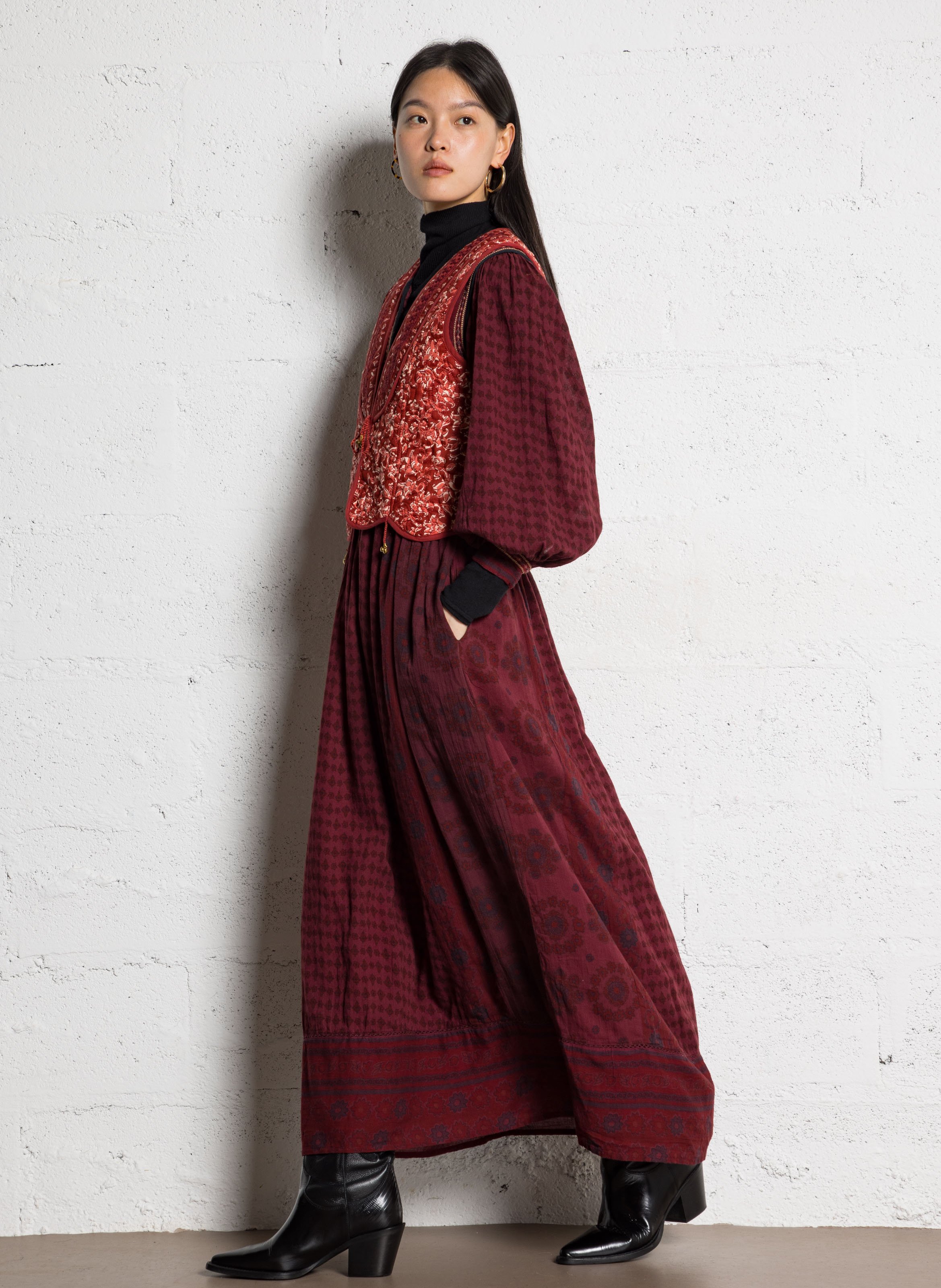 Veste col rond en coton MAISON HOTEL Rouge