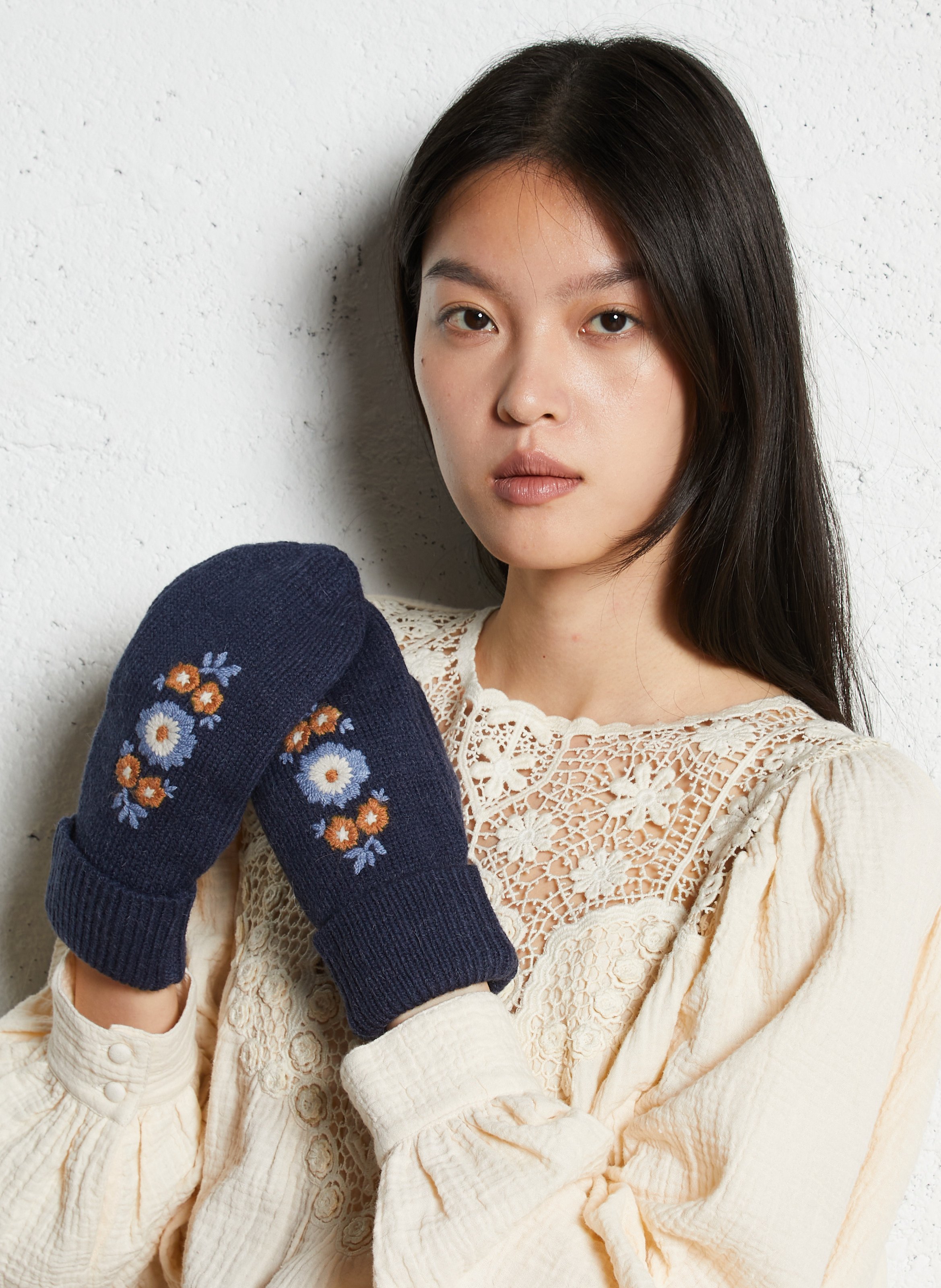 Gants brodés LOUISE MISHA Bleu