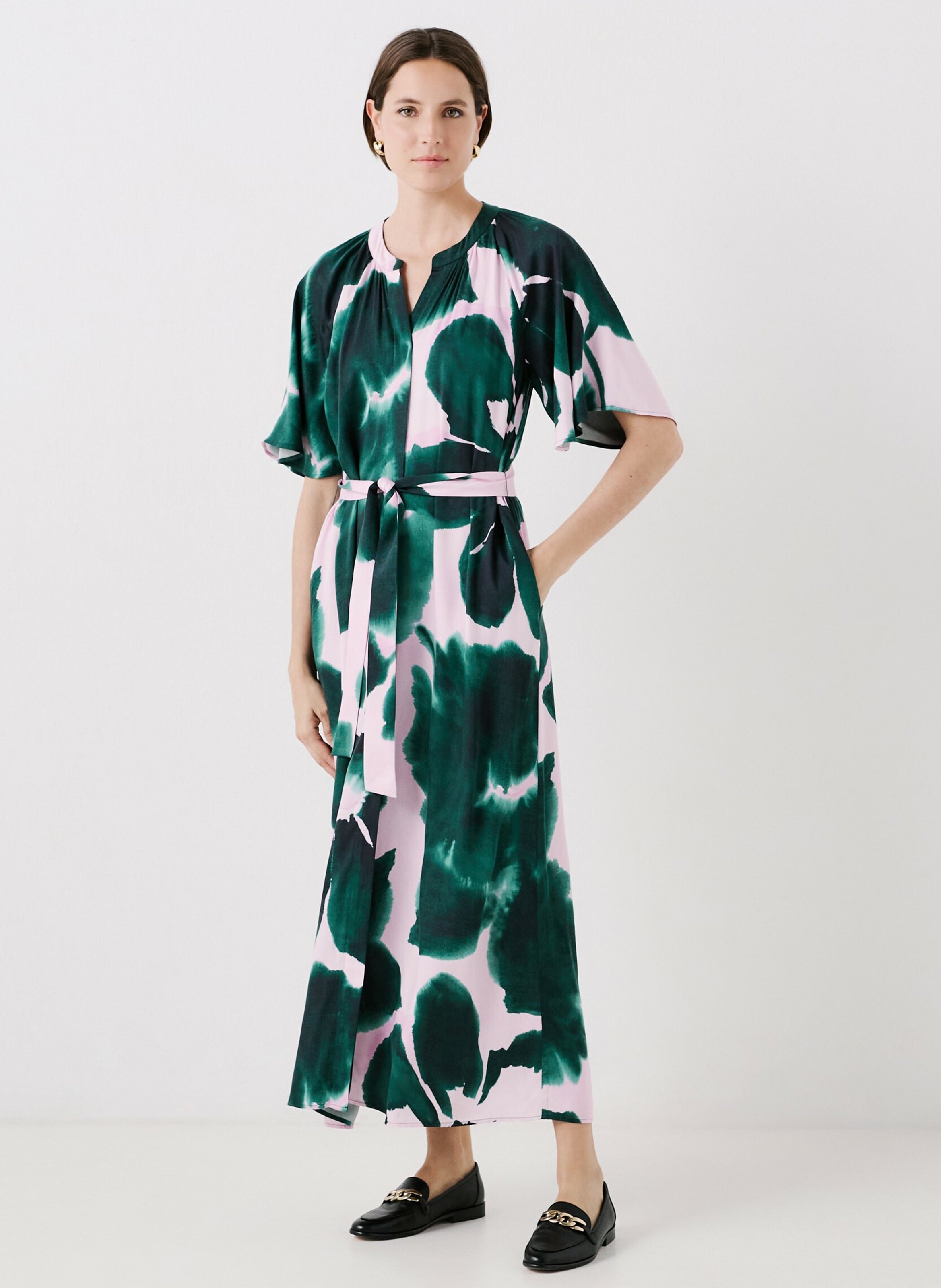 Robe longue ceinturée à motifs 242r-Rlouna Sapin Caroll Femme