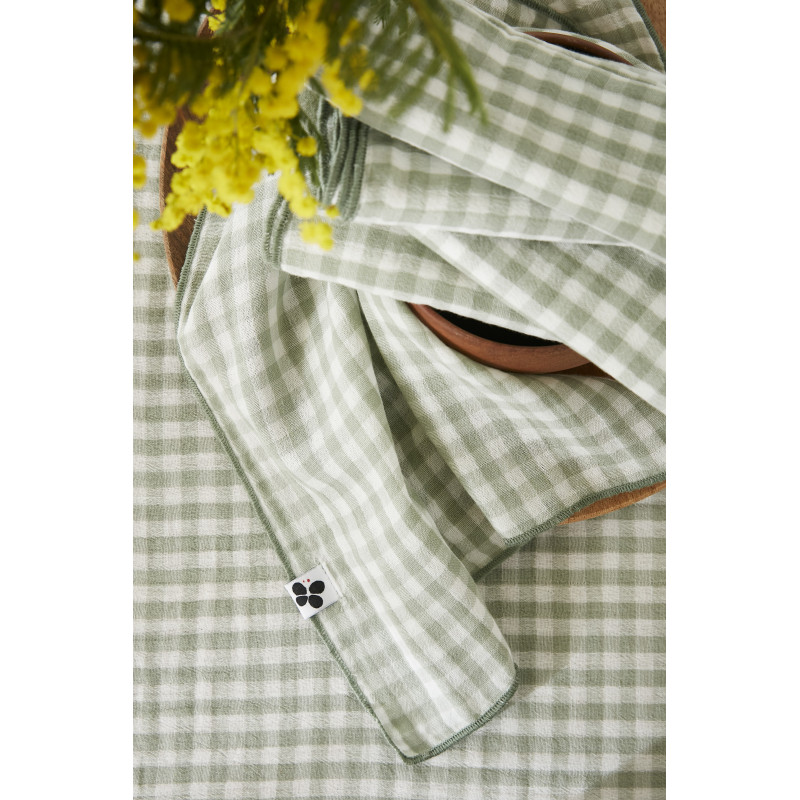 Lot de 2 essuie-mains en gaze de coton L'EFFET PAPILLON Vert