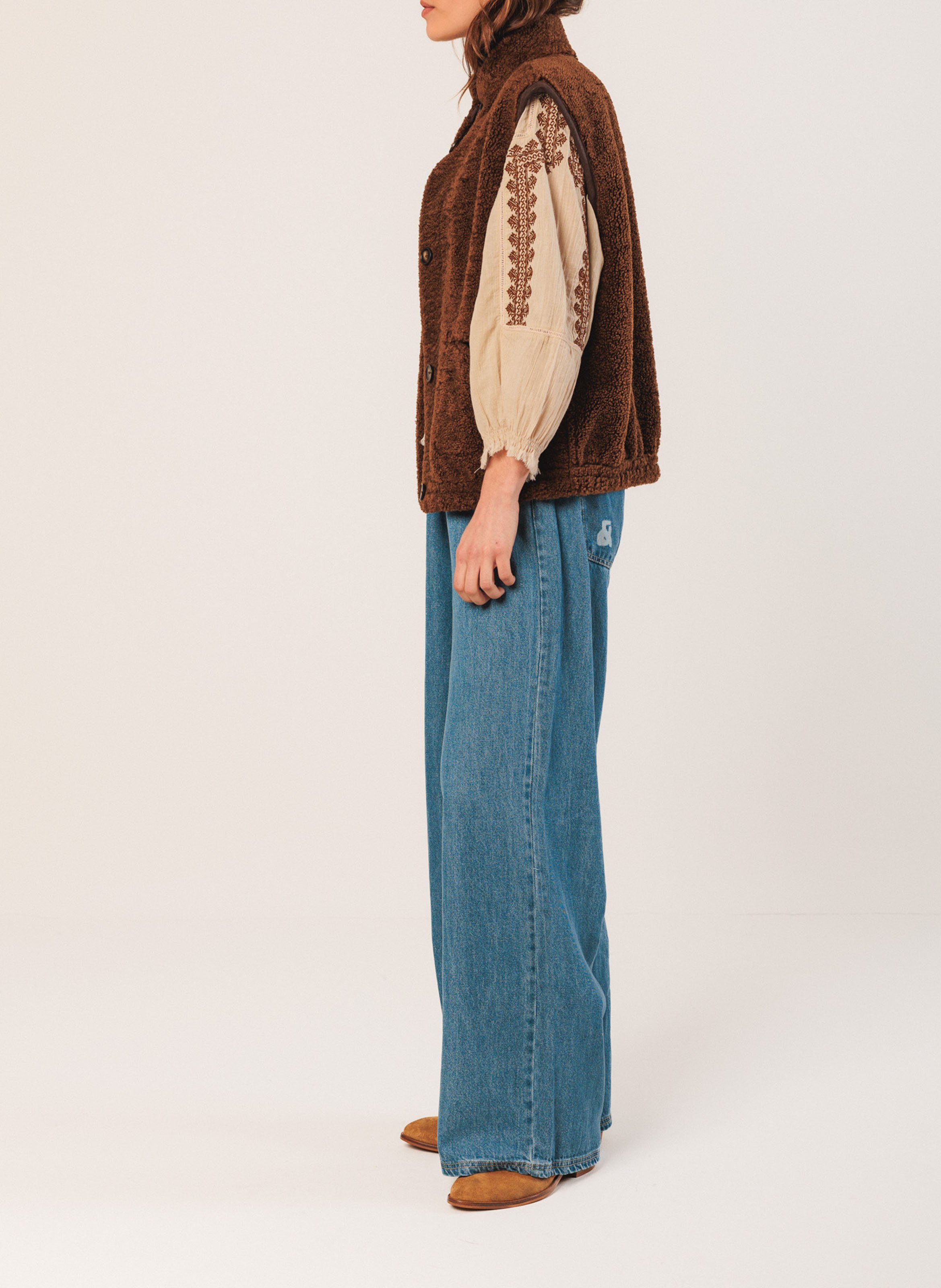 Gilet col montant  INDI & COLD Marron