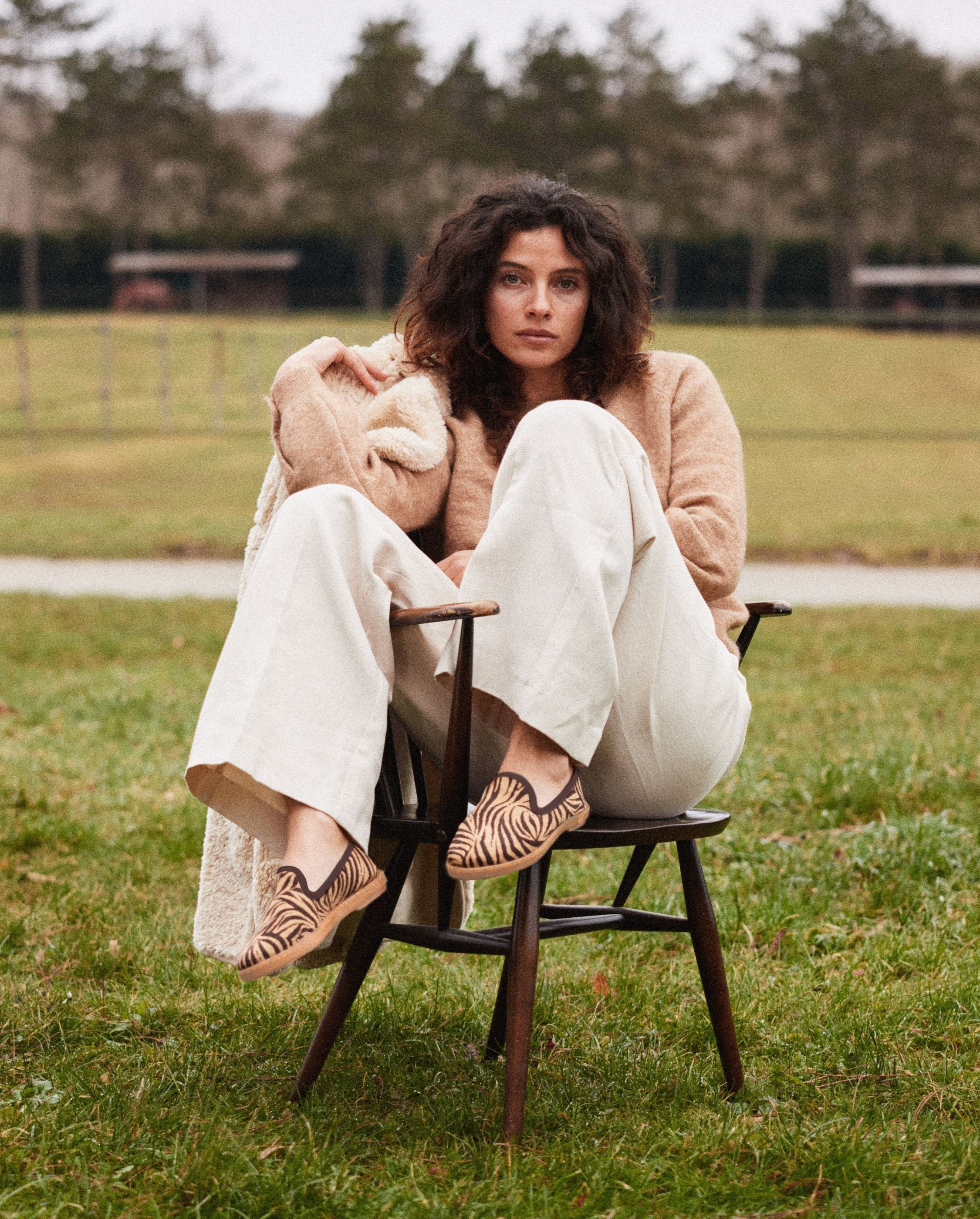 Women's zebra print faux suede slipper ANGARDE Brown