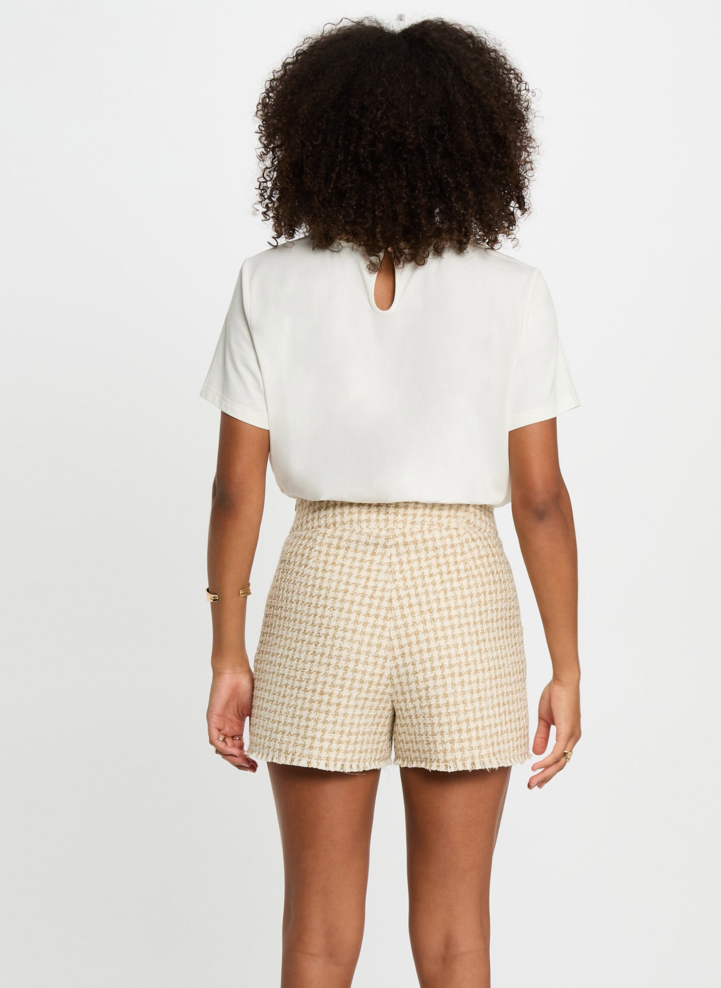 Tee-shirt col rond en coton mélangé MORGAN Blanc