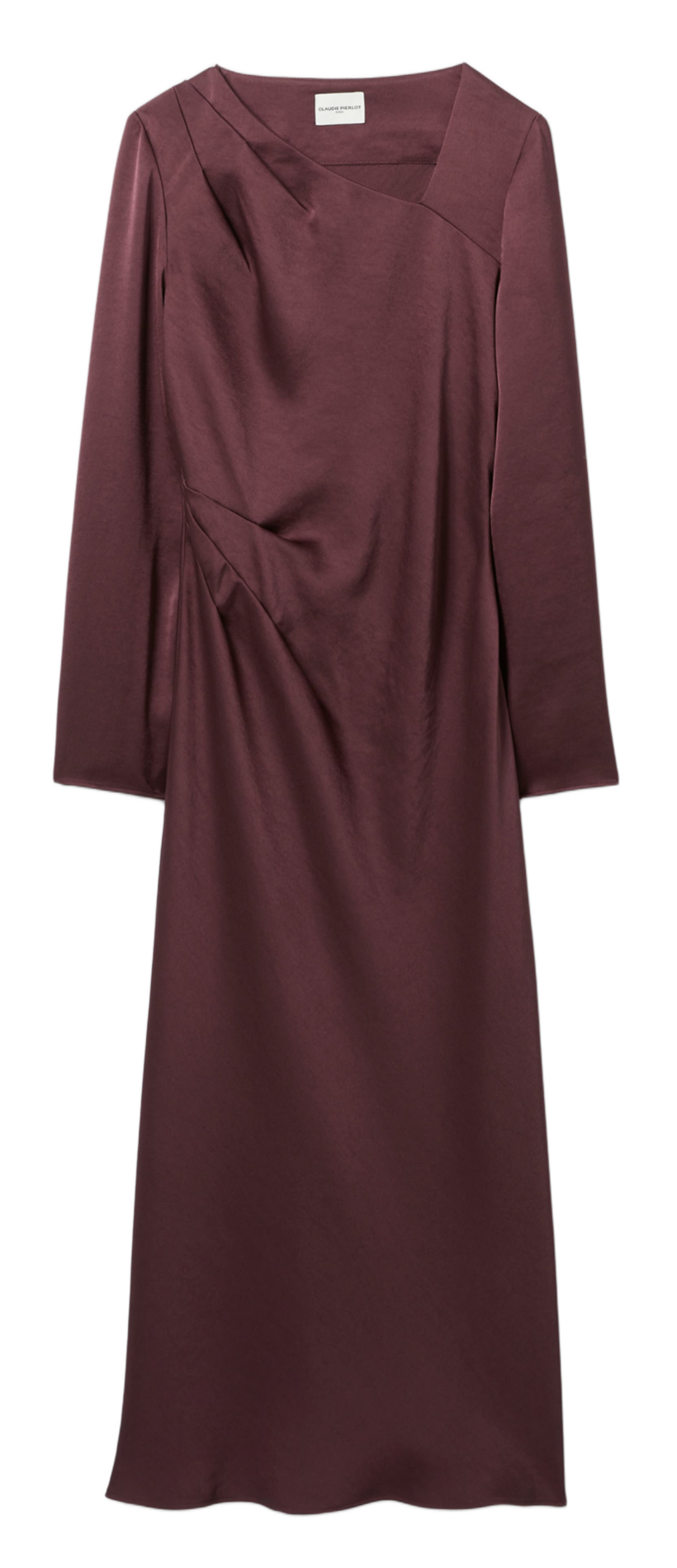 Robe longue satinée asymétrique CLAUDIE PIERLOT Violet