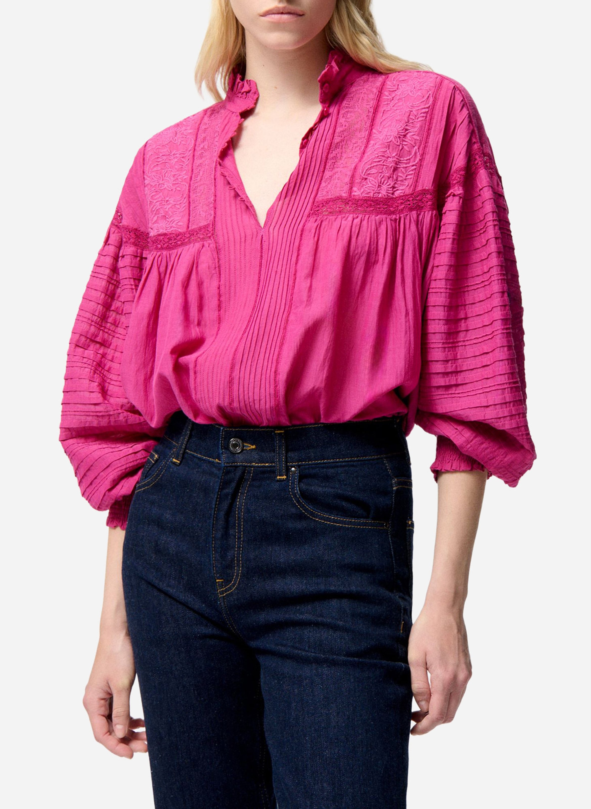 Blouse met rechte Victoriaanse kraag van gemengd katoen VANESSA BRUNO